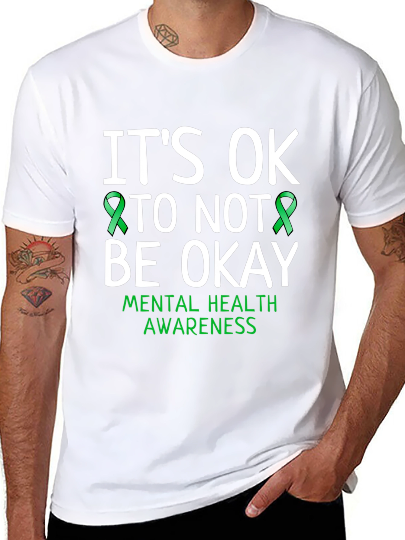 Black It's OK To Not Be Okay Mental Health Awareness T-Shirt view 8