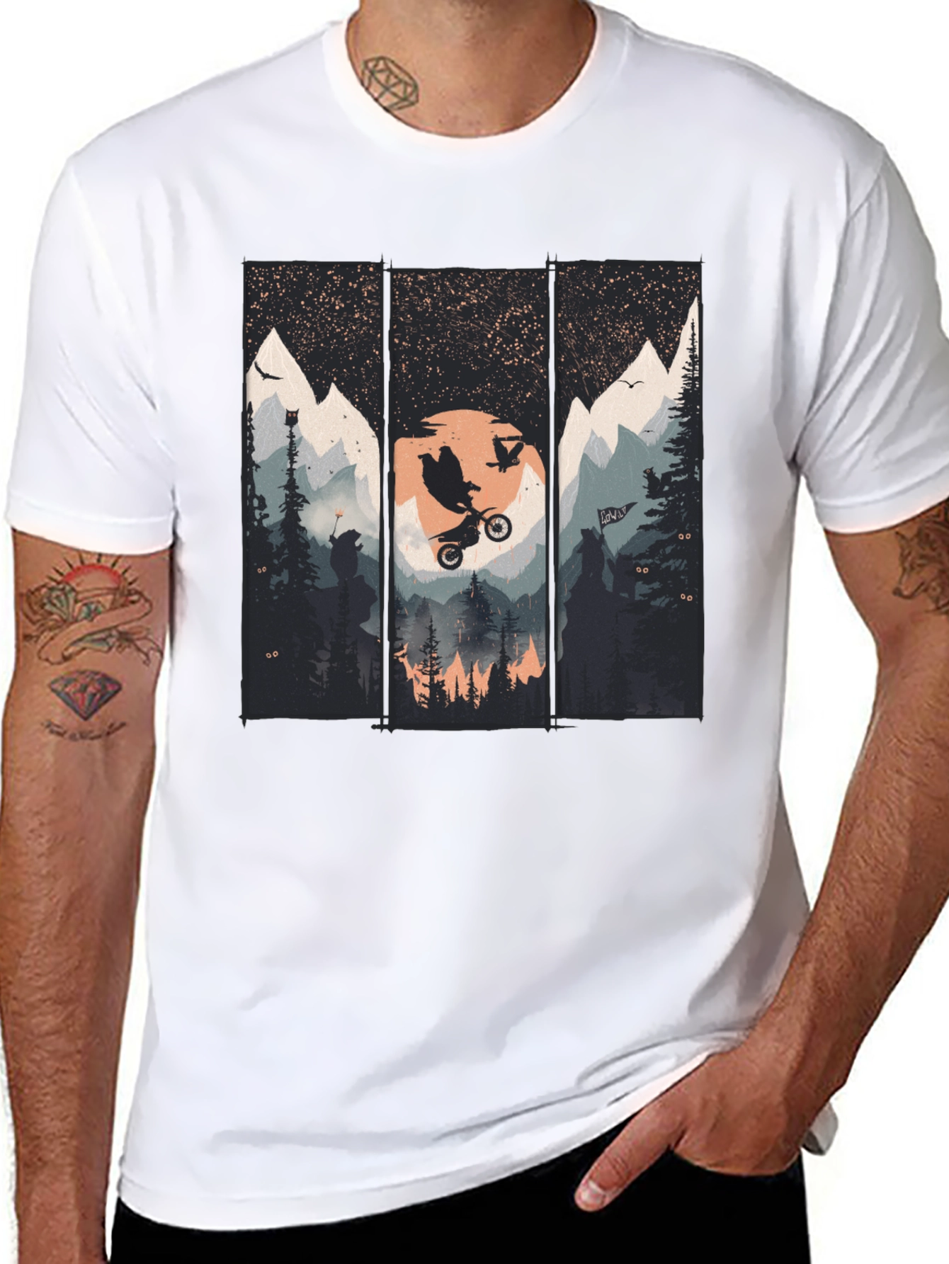 Black Mountain Bike Scene Graphic Tee view 8
