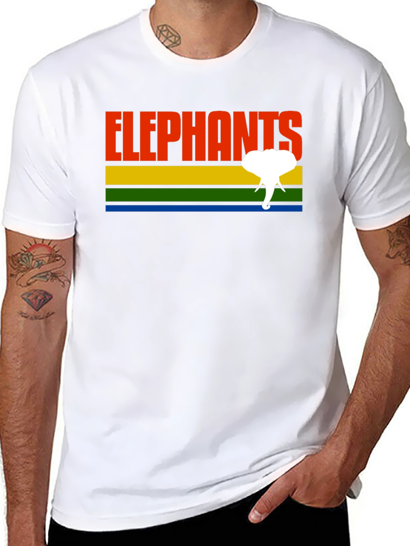 Black Retro Elephants Graphic T-Shirt - Unique Design! view 8