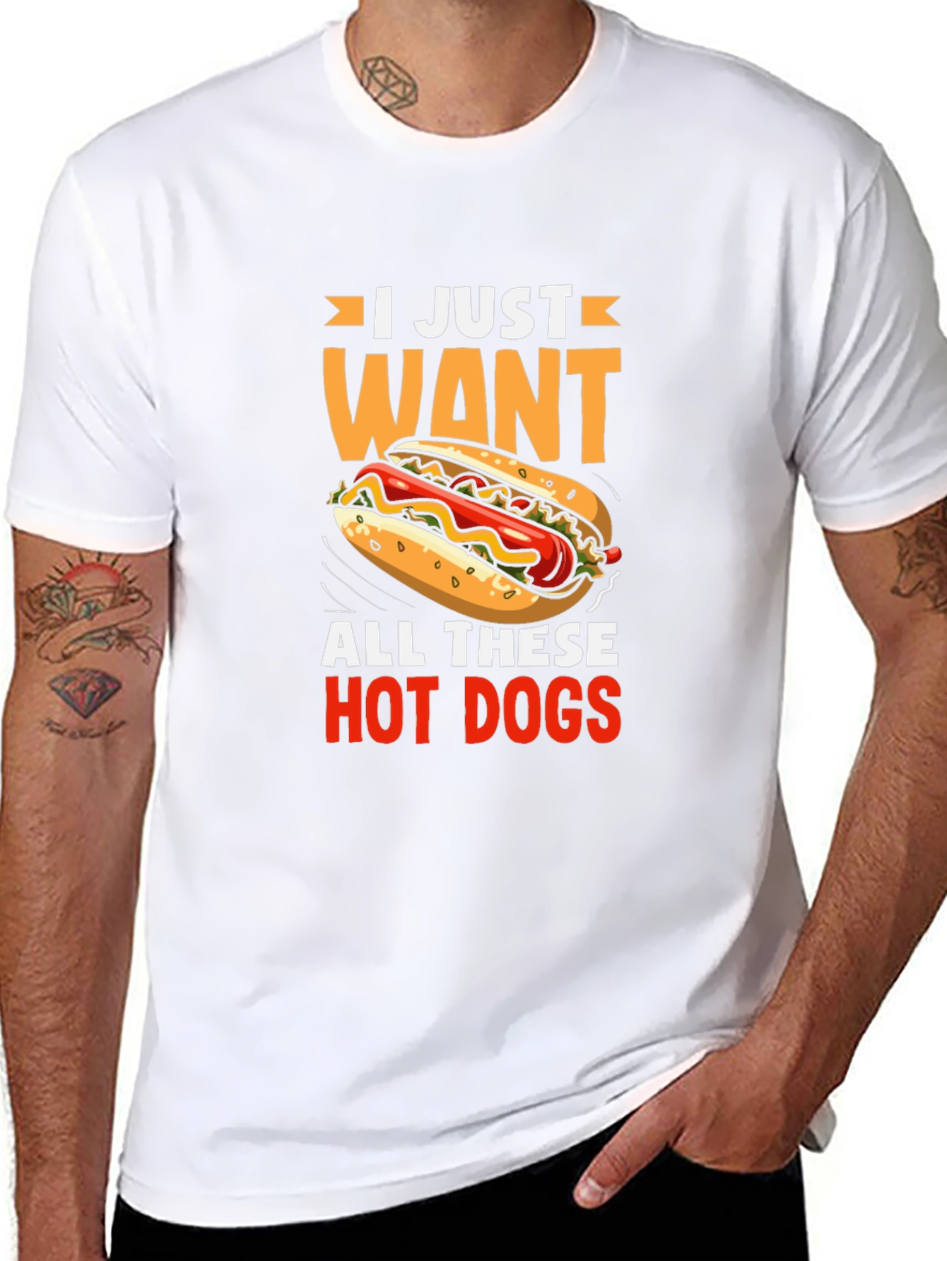 Black I Just Want All These Hot Dogs Graphic Tee view 8