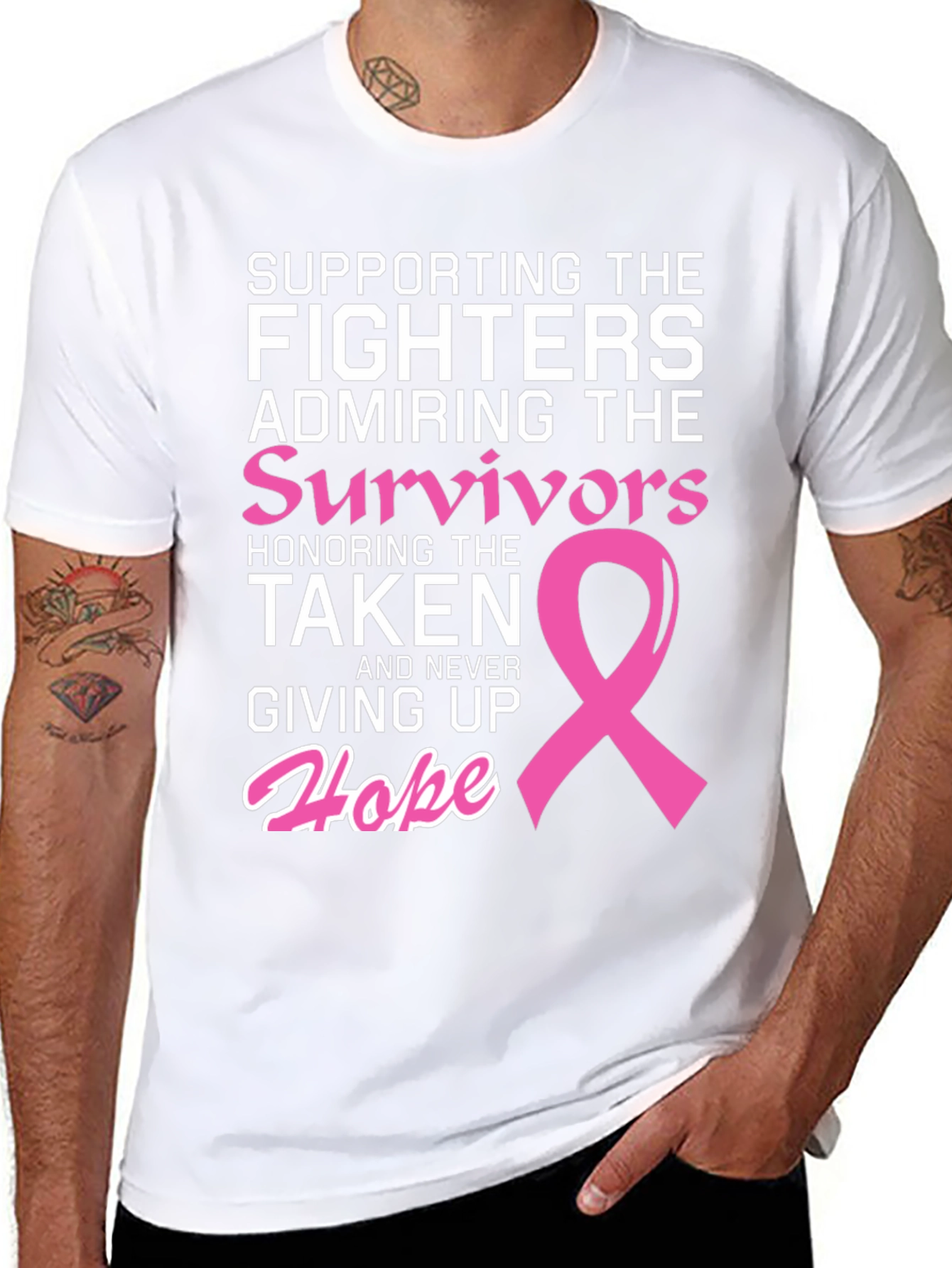Black Breast Cancer Awareness T-Shirt: Fighters, Survivors, Hope view 8