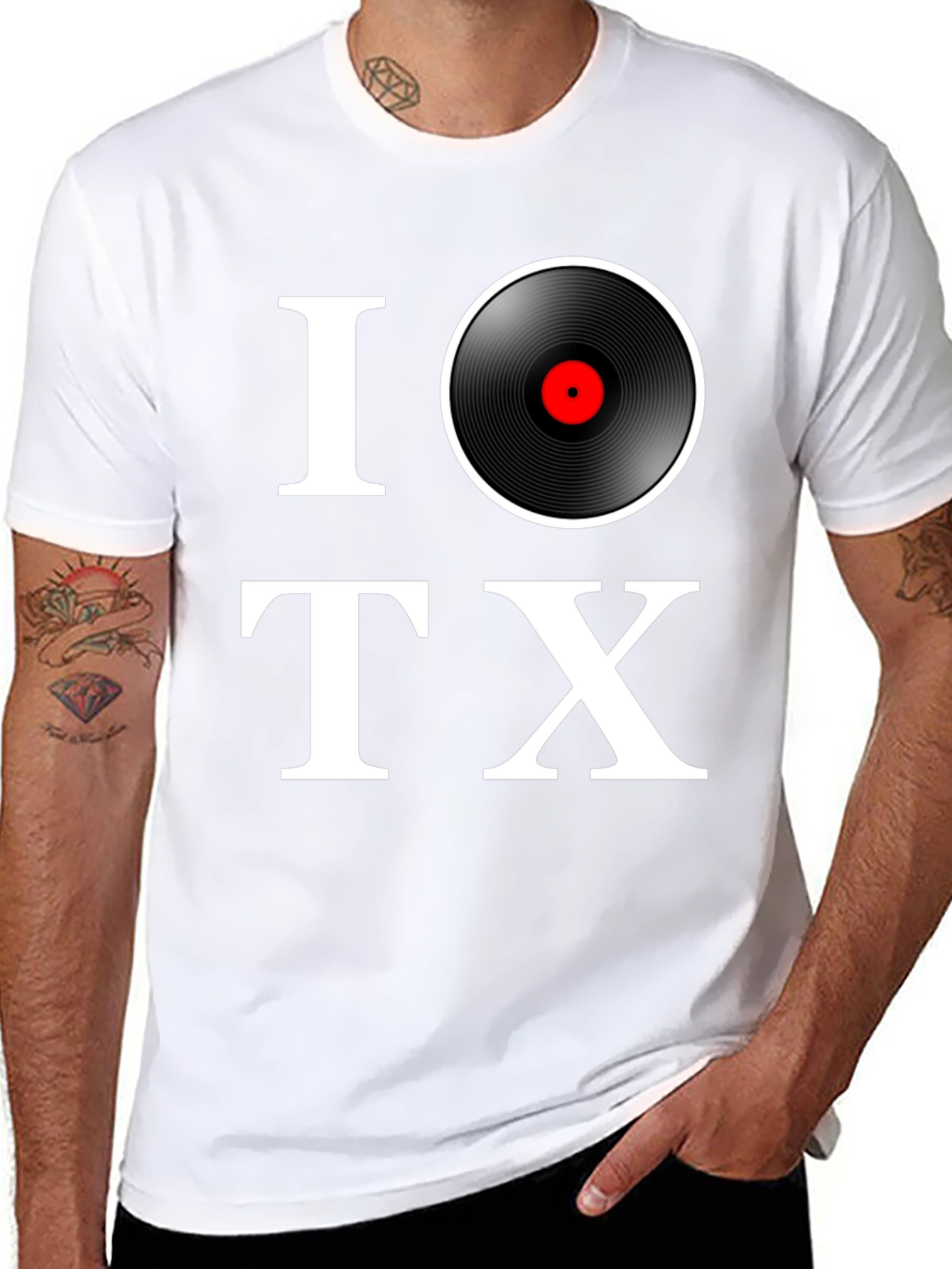 Black I Love Vinyl TX Black Graphic Tee view 8