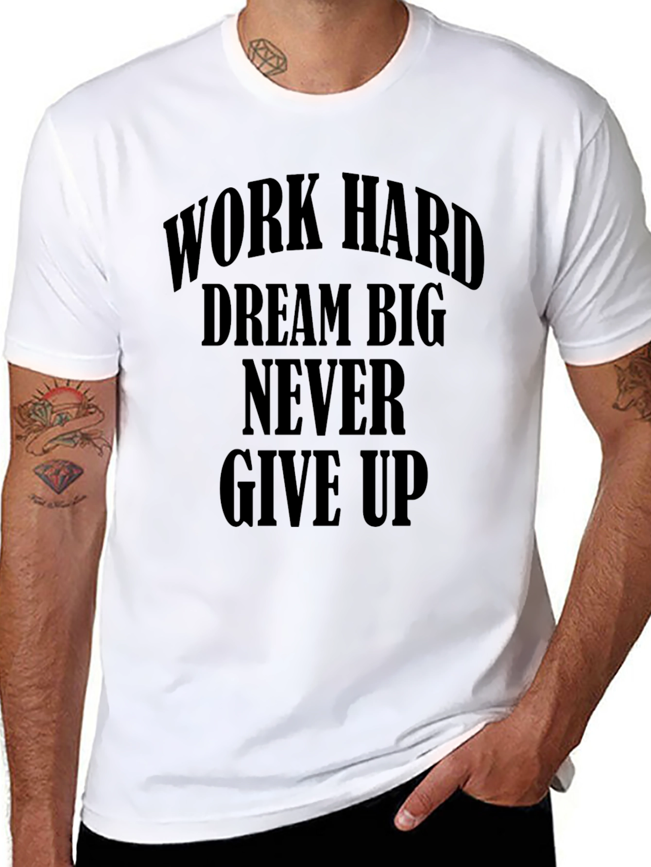Black Motivational Black Graphic Tee - Work Hard, Dream Big view 8