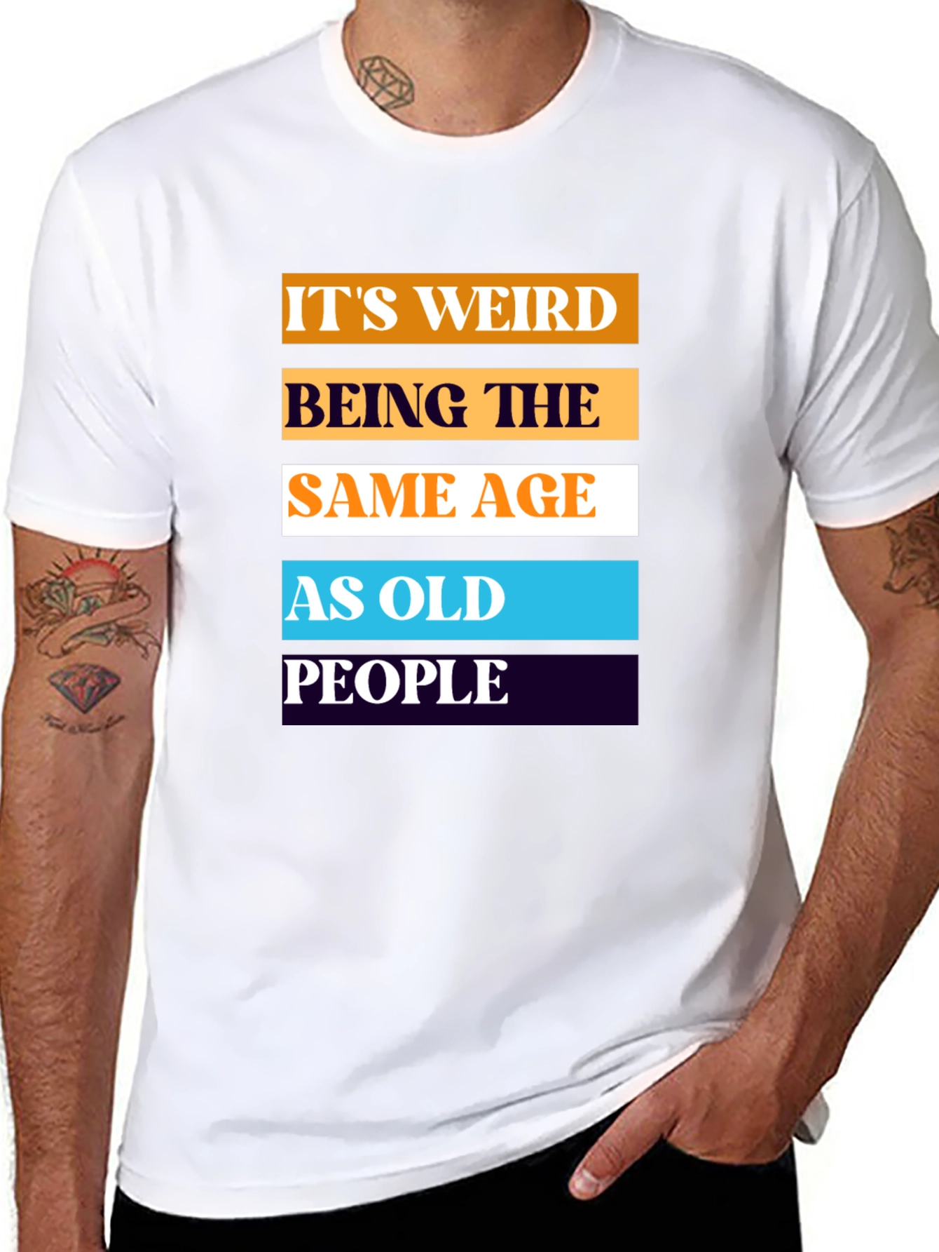 Black Funny "Same Age as Old People" Graphic T-Shirt view 8