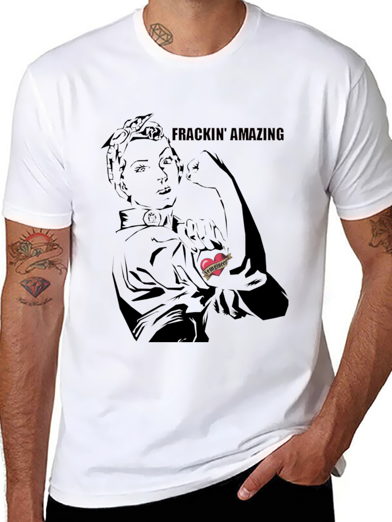 Black Frackin' Amazing Rosie the Riveter Graphic Tee view 8