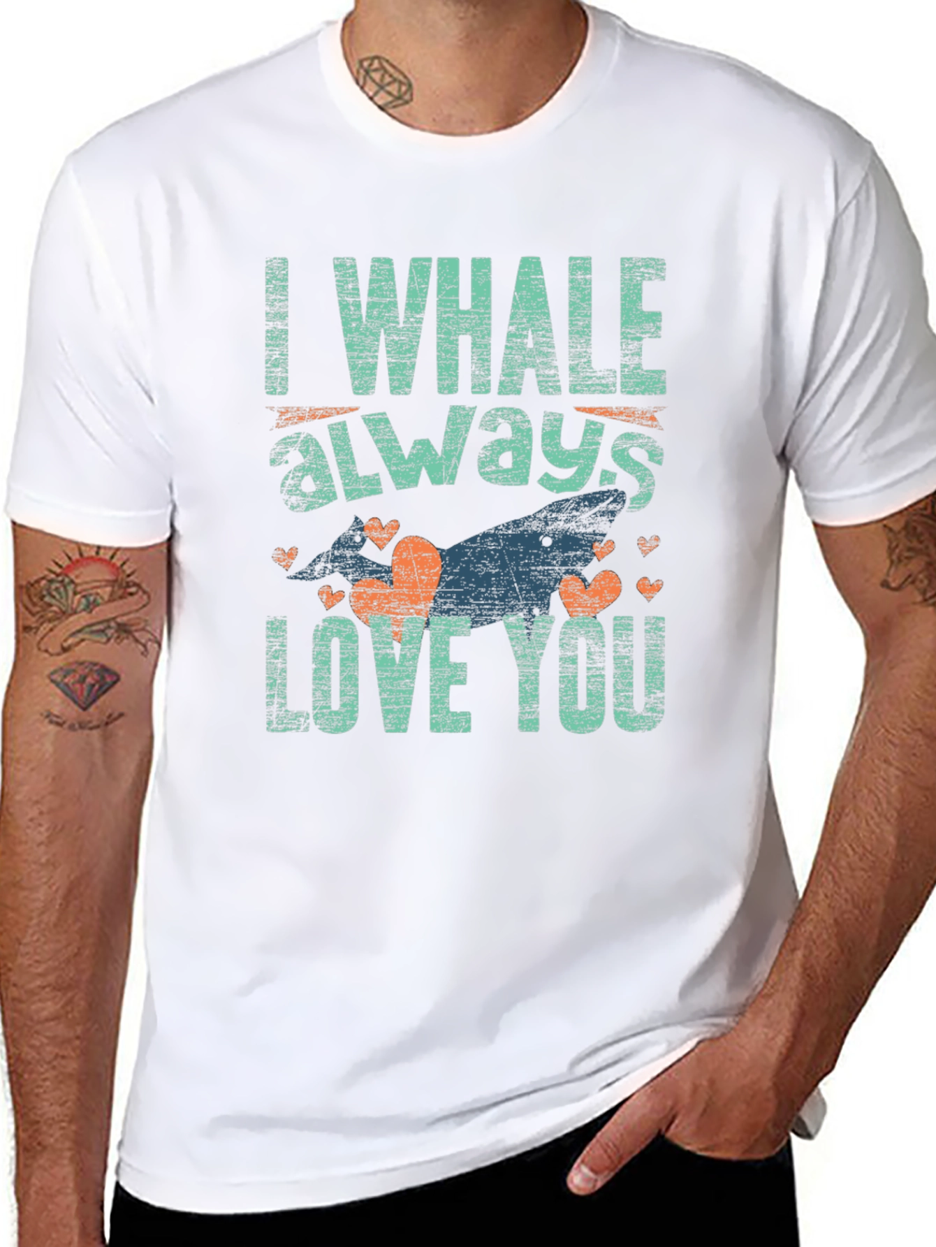 Black I Whale Always Love You Graphic T-Shirt view 8
