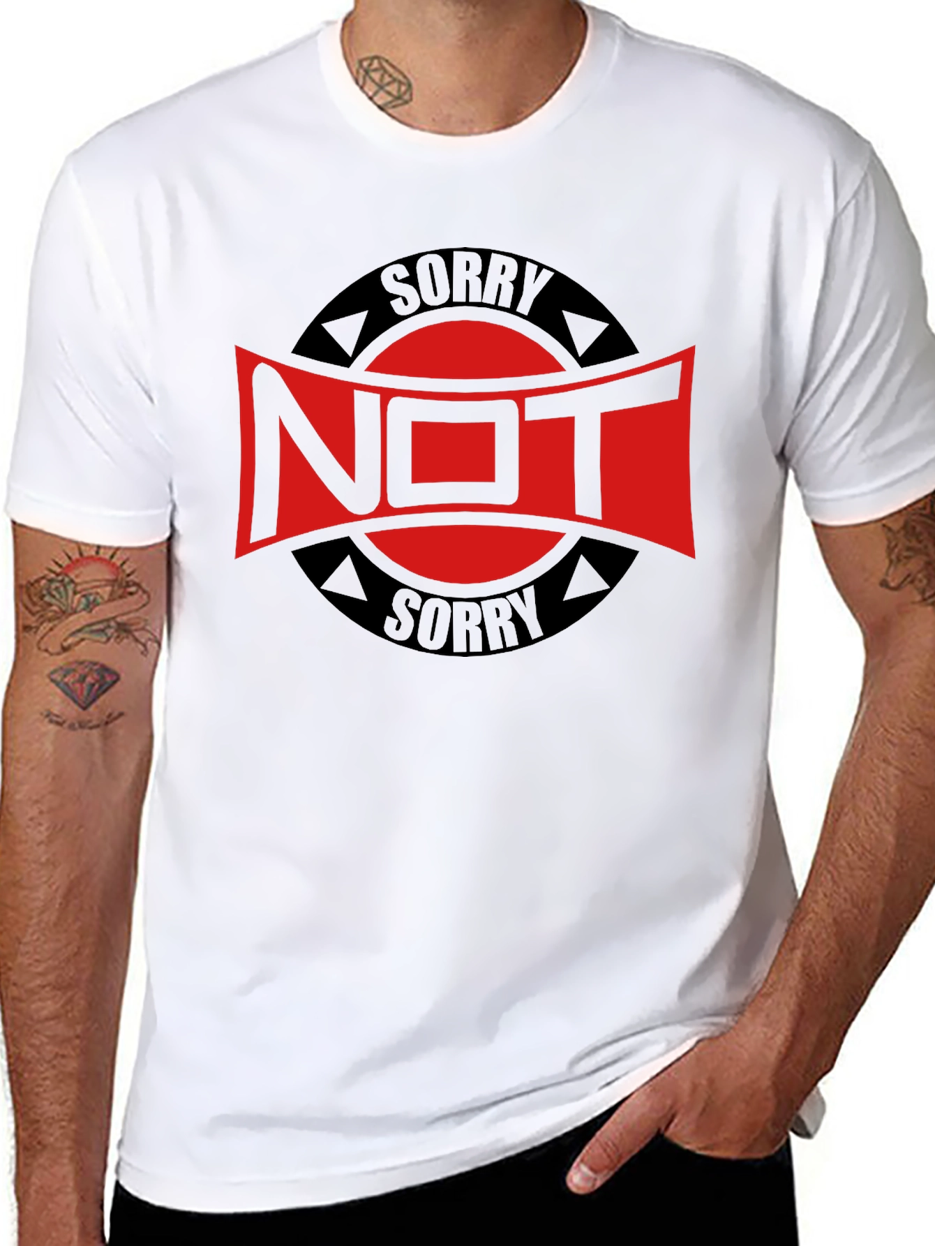 Black Not Sorry Graphic Tee - Black Cotton Blend view 8
