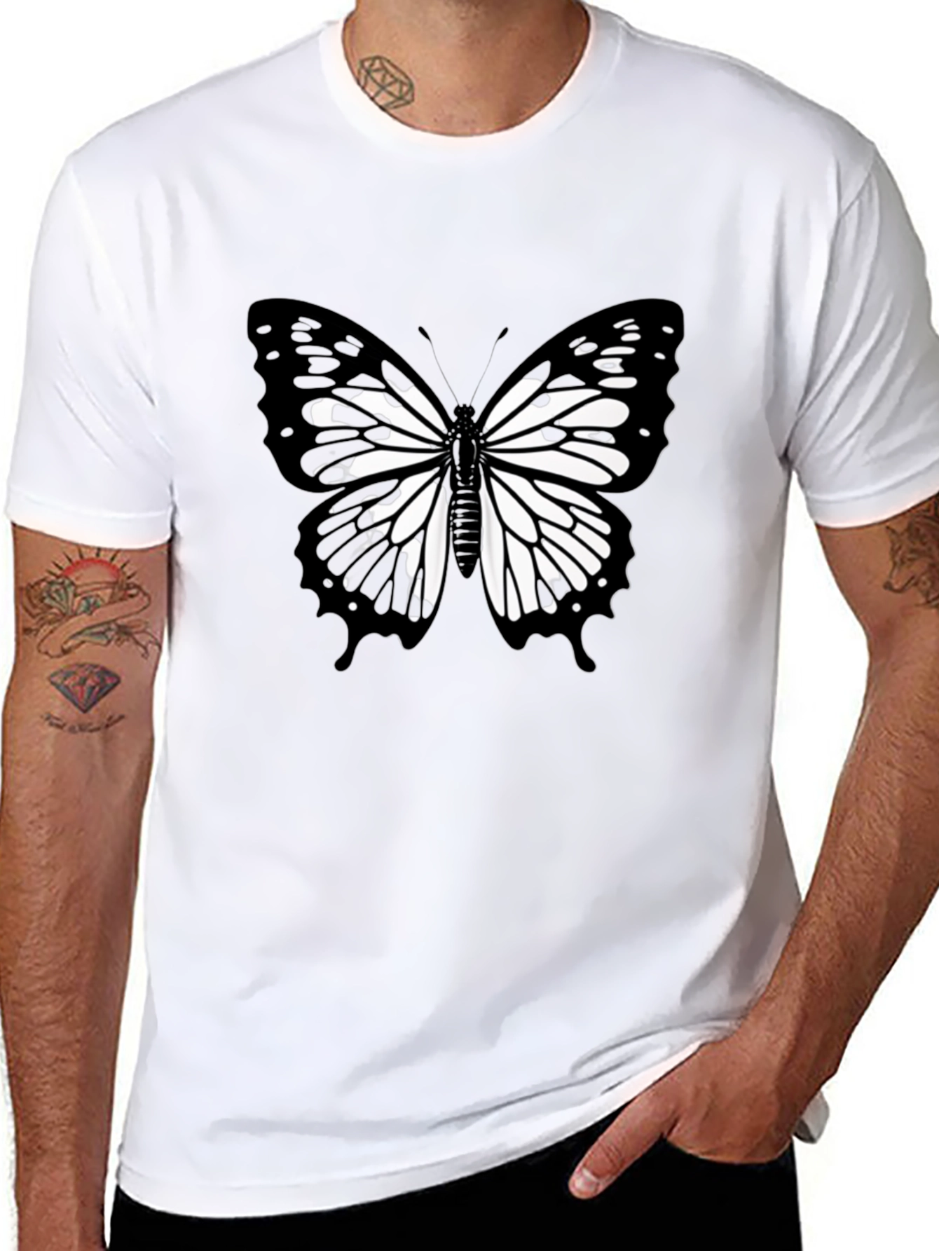 Black Butterfly Graphic Black T-Shirt view 8