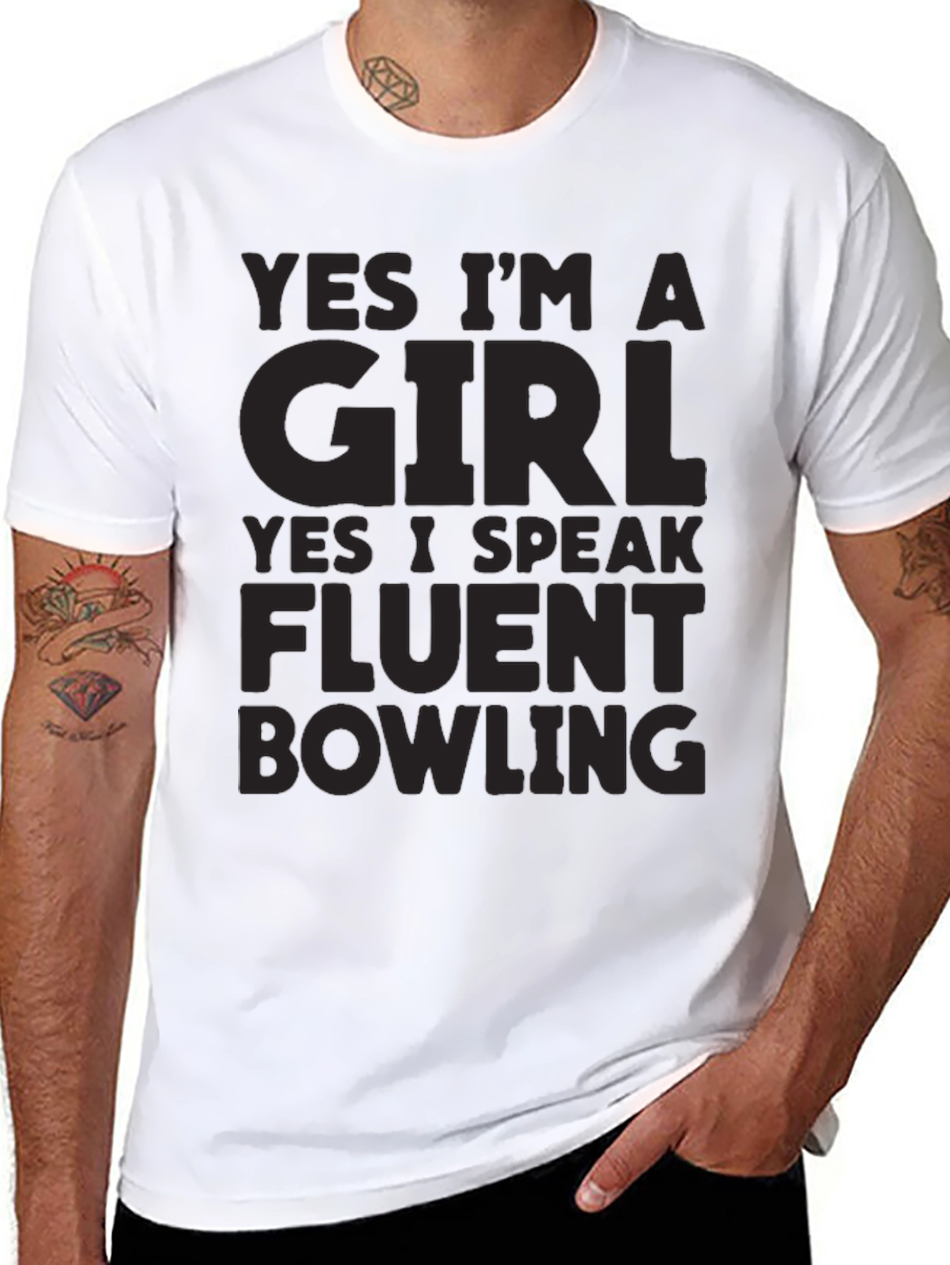 Black Funny Bowling T-Shirt - Yes I'm A Girl view 8