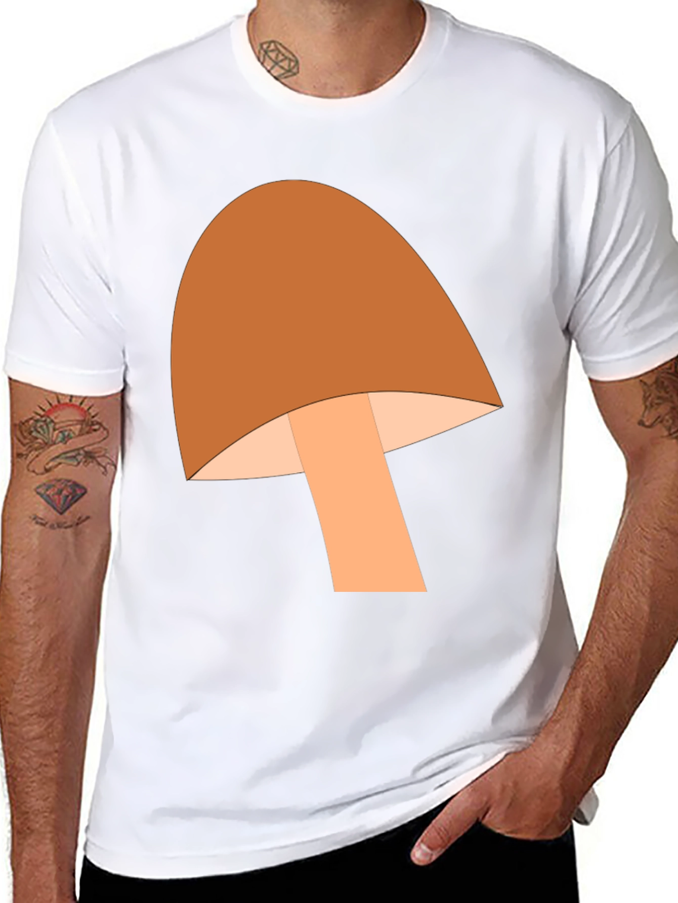 Black Mushroom Graphic Tee - Fun Casual Wear view 8