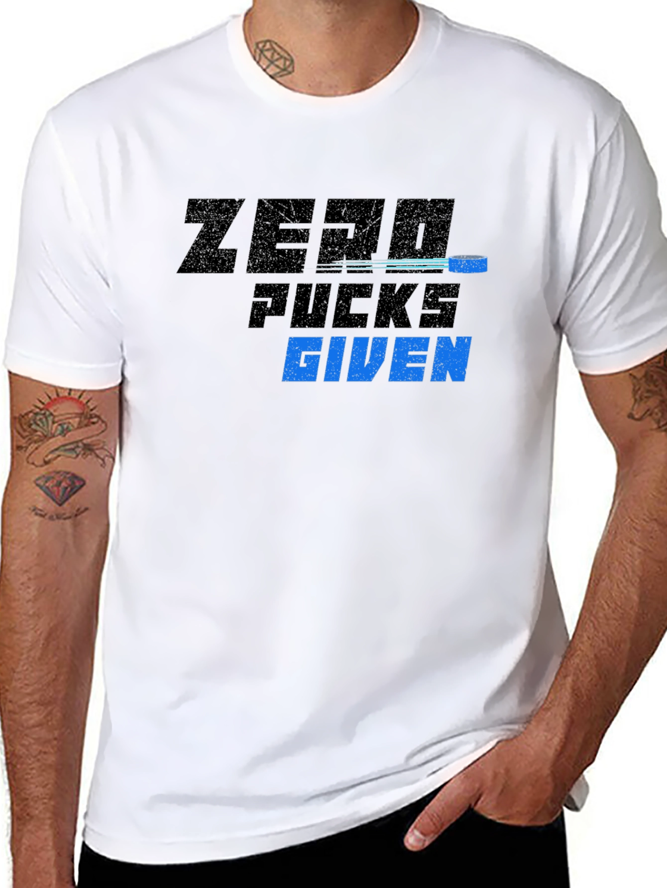 Black Zero Pucks Given Black Graphic T-Shirt view 8
