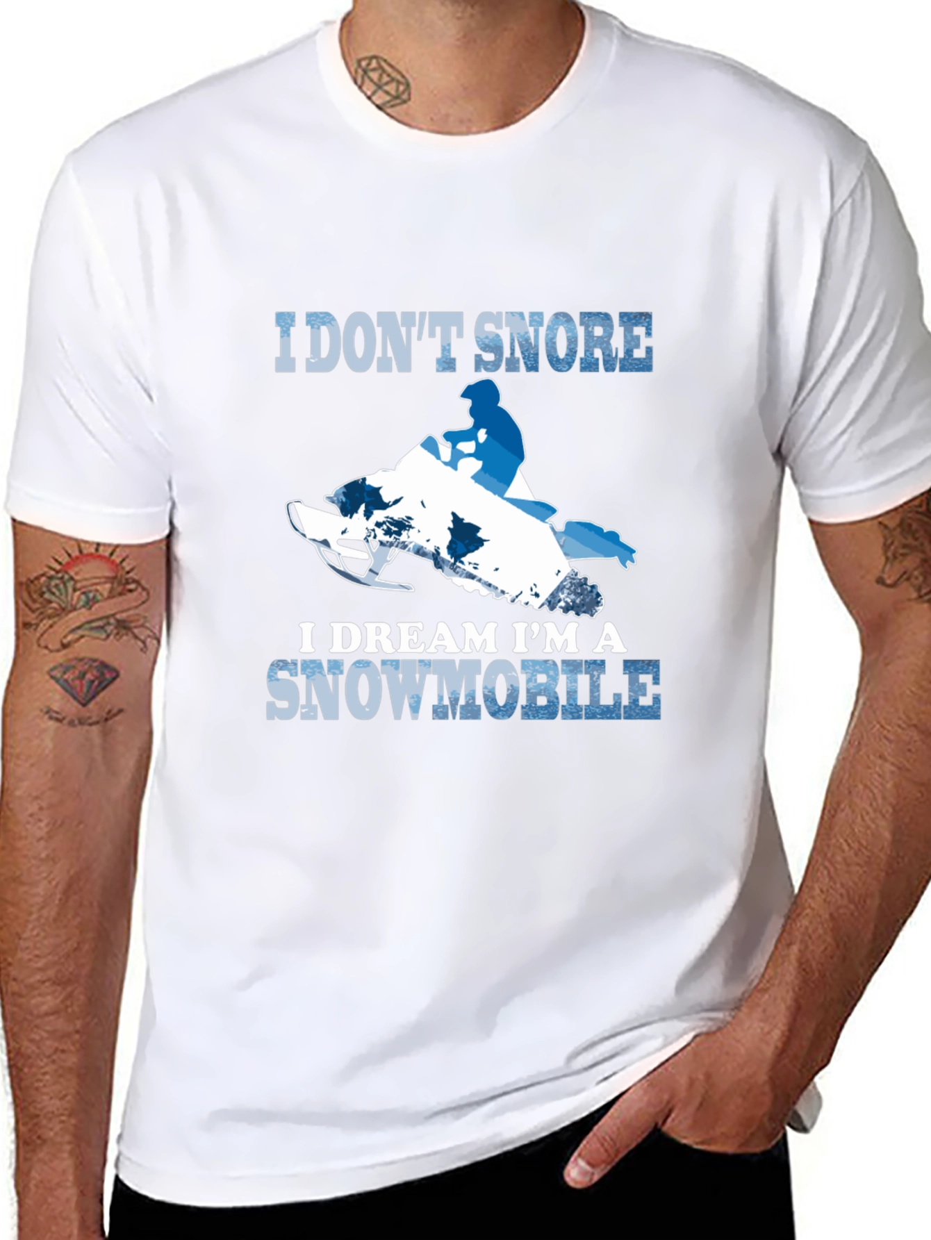 Black I Don't Snore Snowmobile T-Shirt view 8