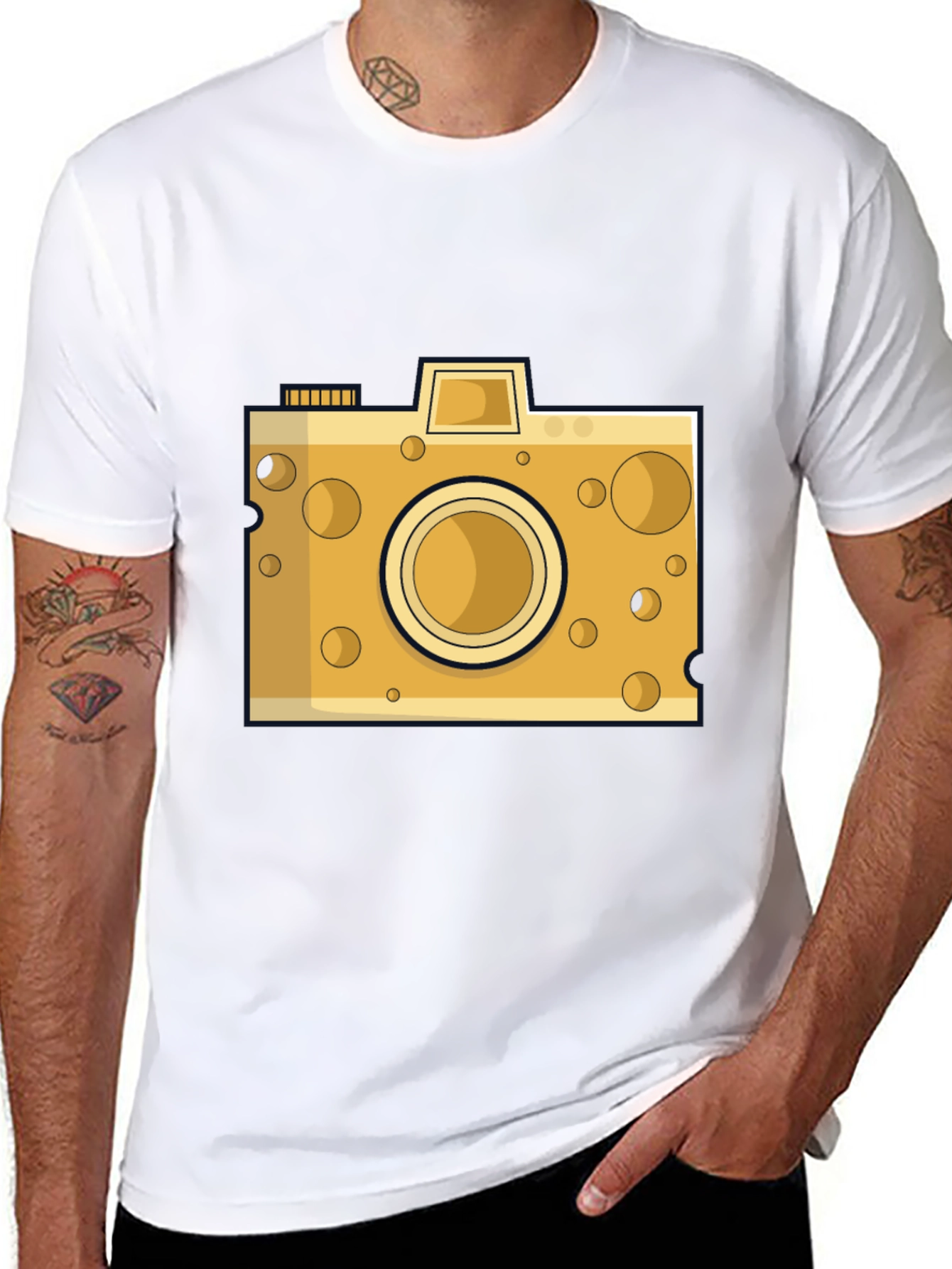 Black Cheese Camera Graphic Tee - Black Cotton view 8