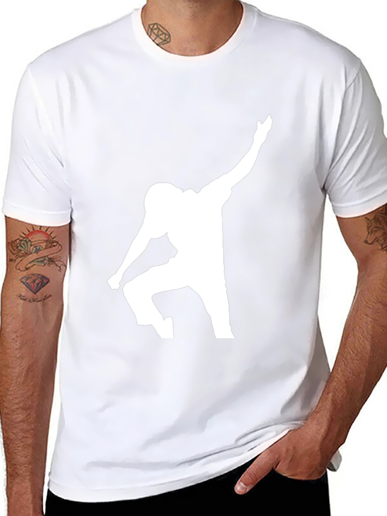 Black Football Player Silhouette Graphic Tee view 8