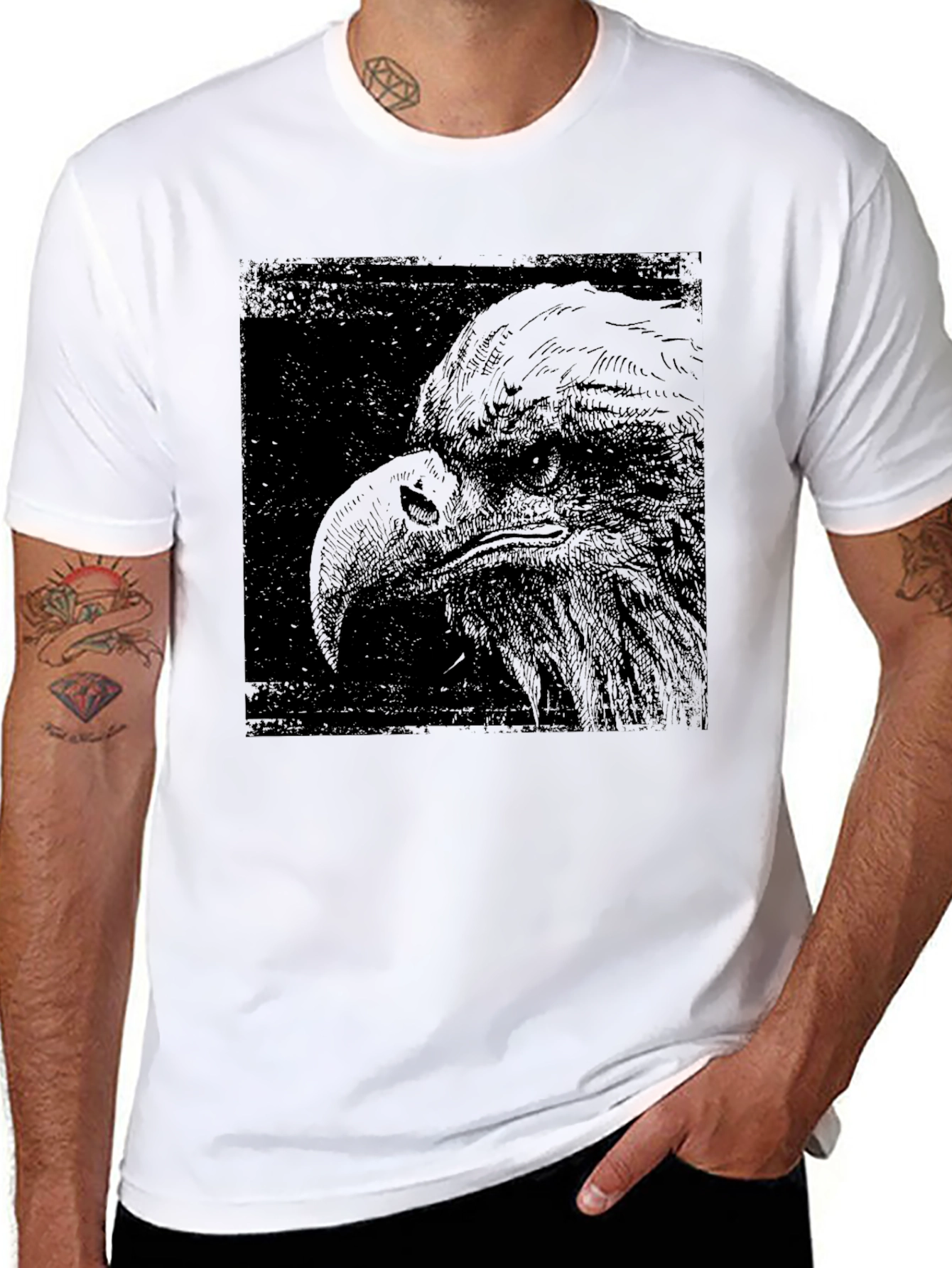 Black Eagle Graphic Print Black T-Shirt view 8