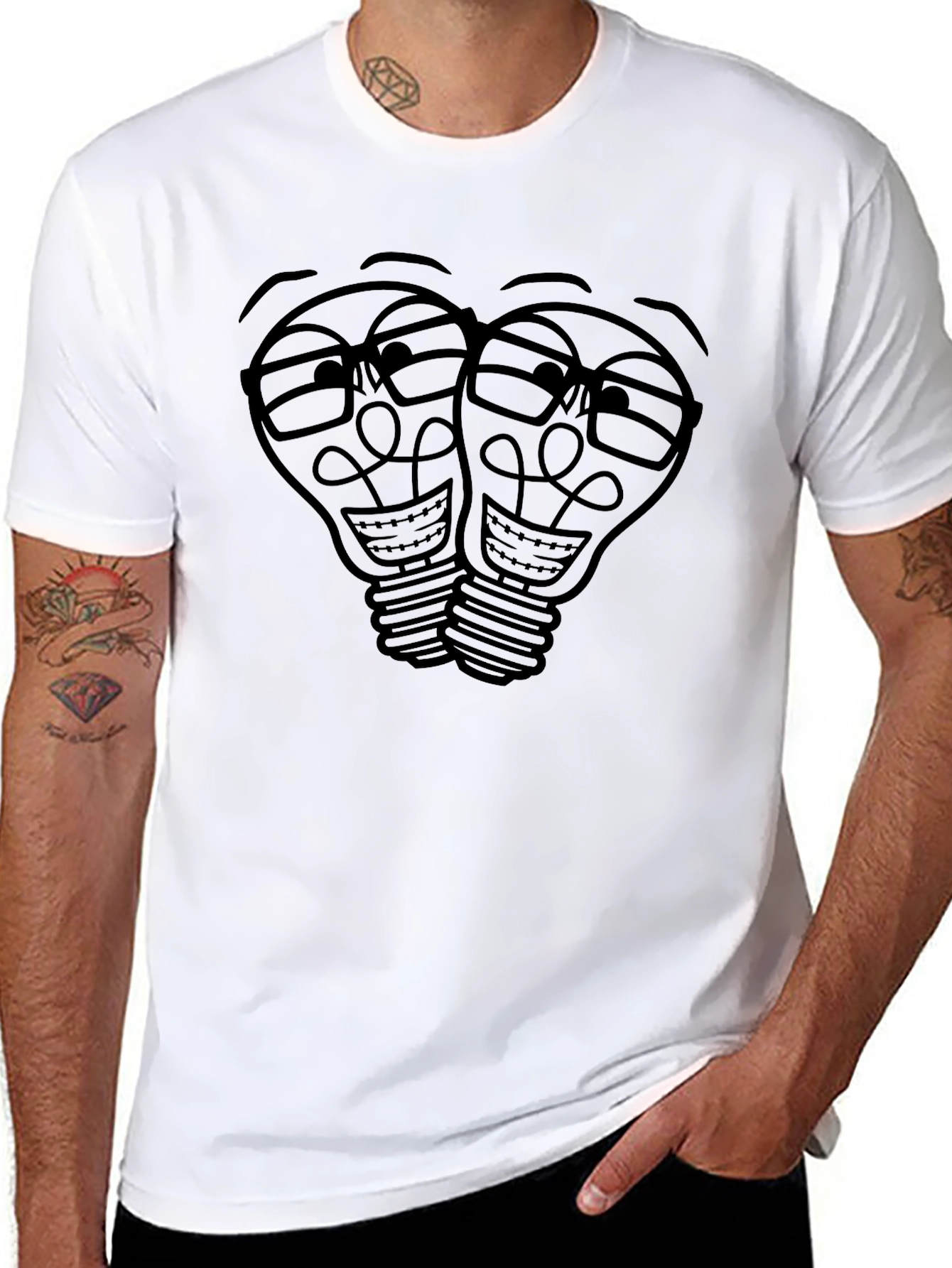 Black Funny Lightbulb T-Shirt - Black Tee view 8