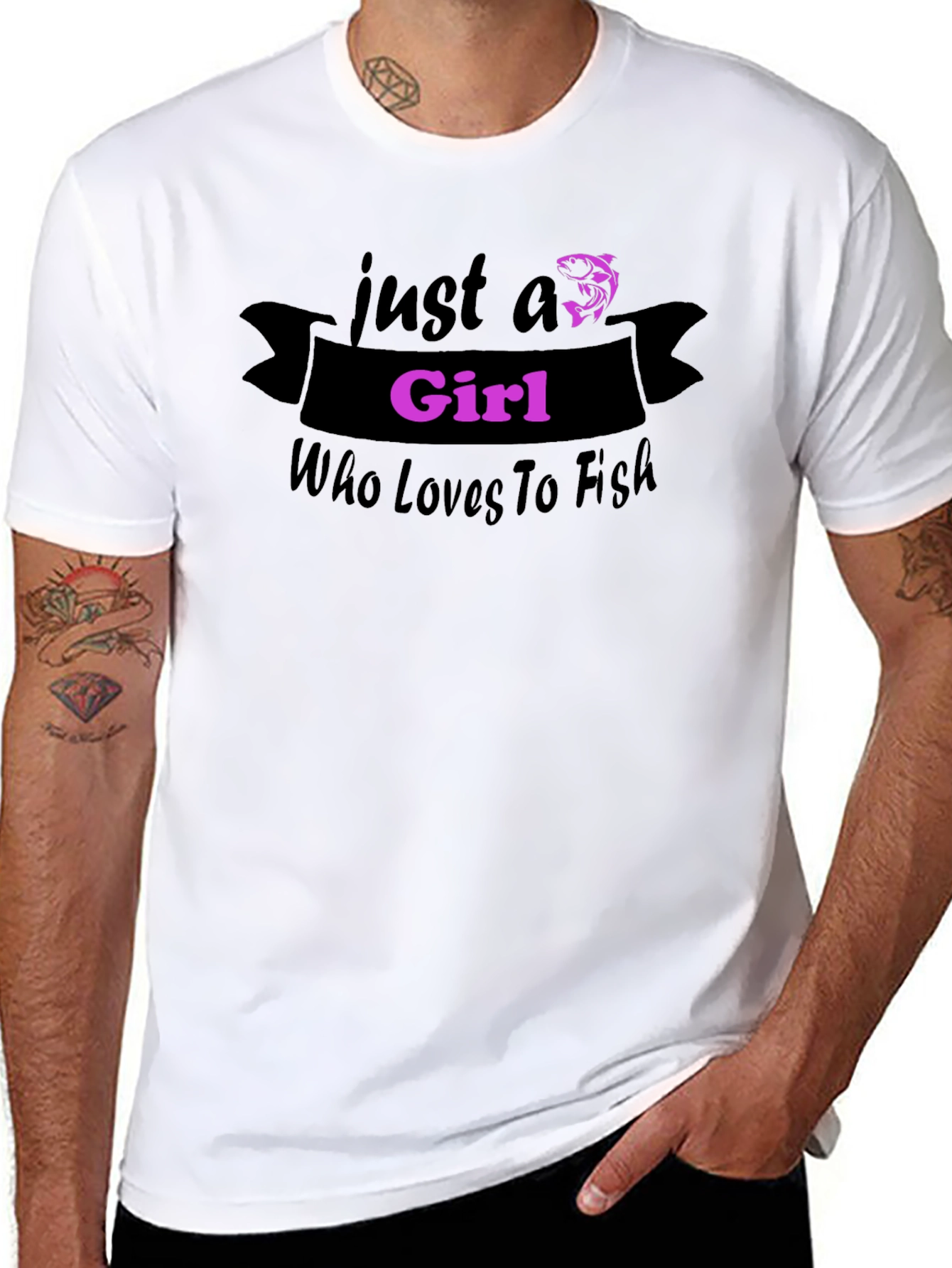 Black Just a Girl Who Loves to Fish T-Shirt view 8