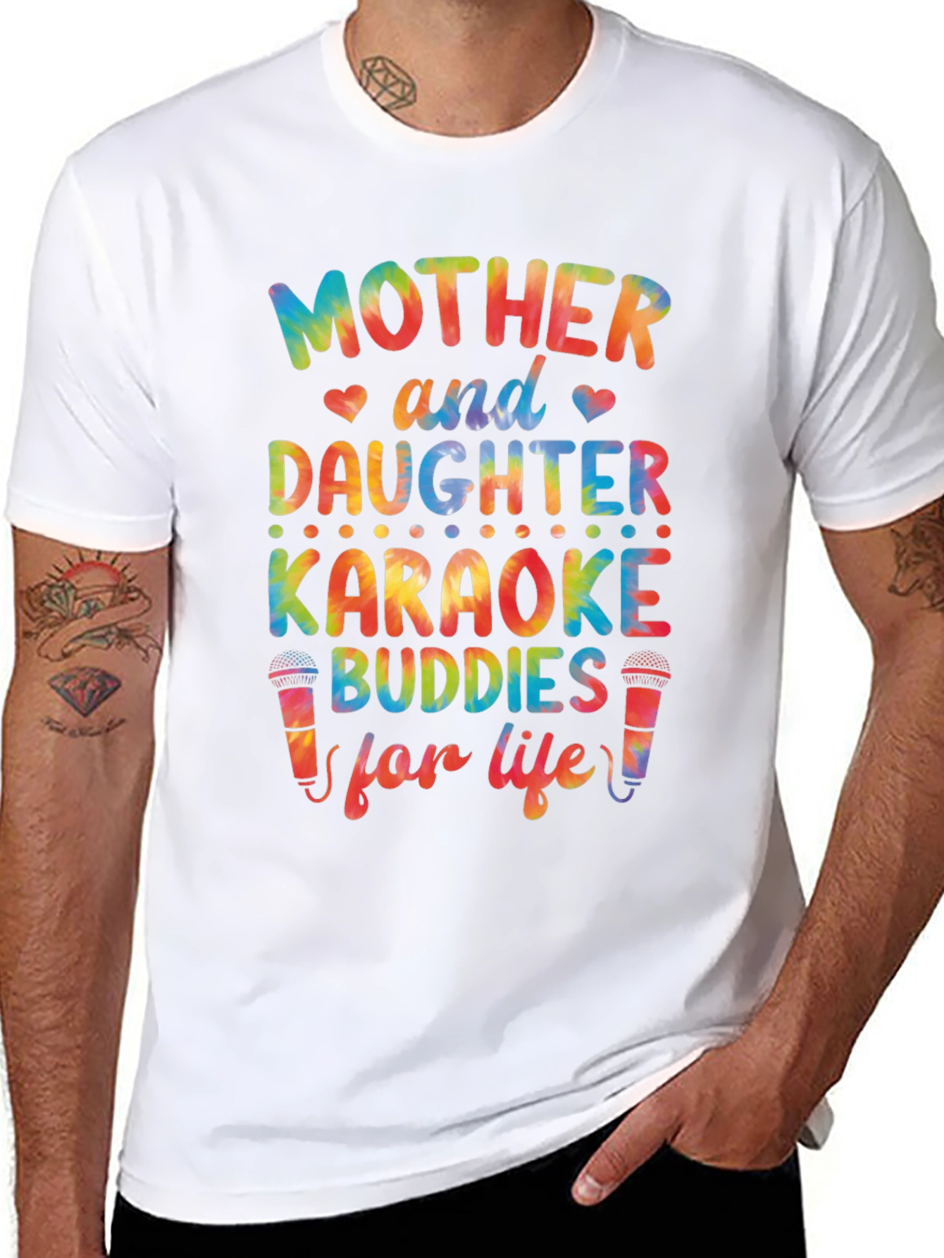 Black Mother & Daughter Karaoke Buddies T-Shirt view 8