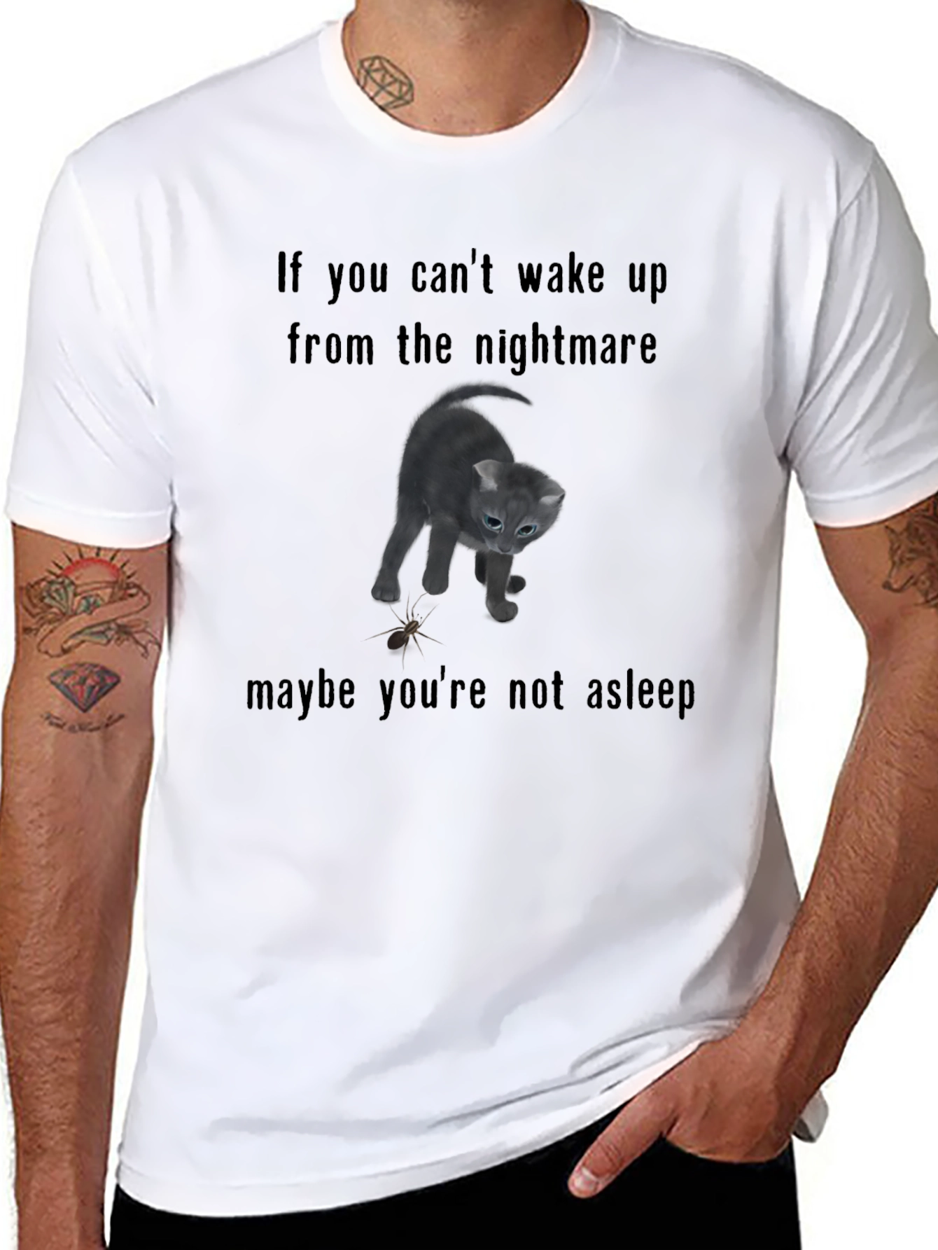 Black Nightmare Kitten Graphic Tee - Soft Black T-Shirt view 8