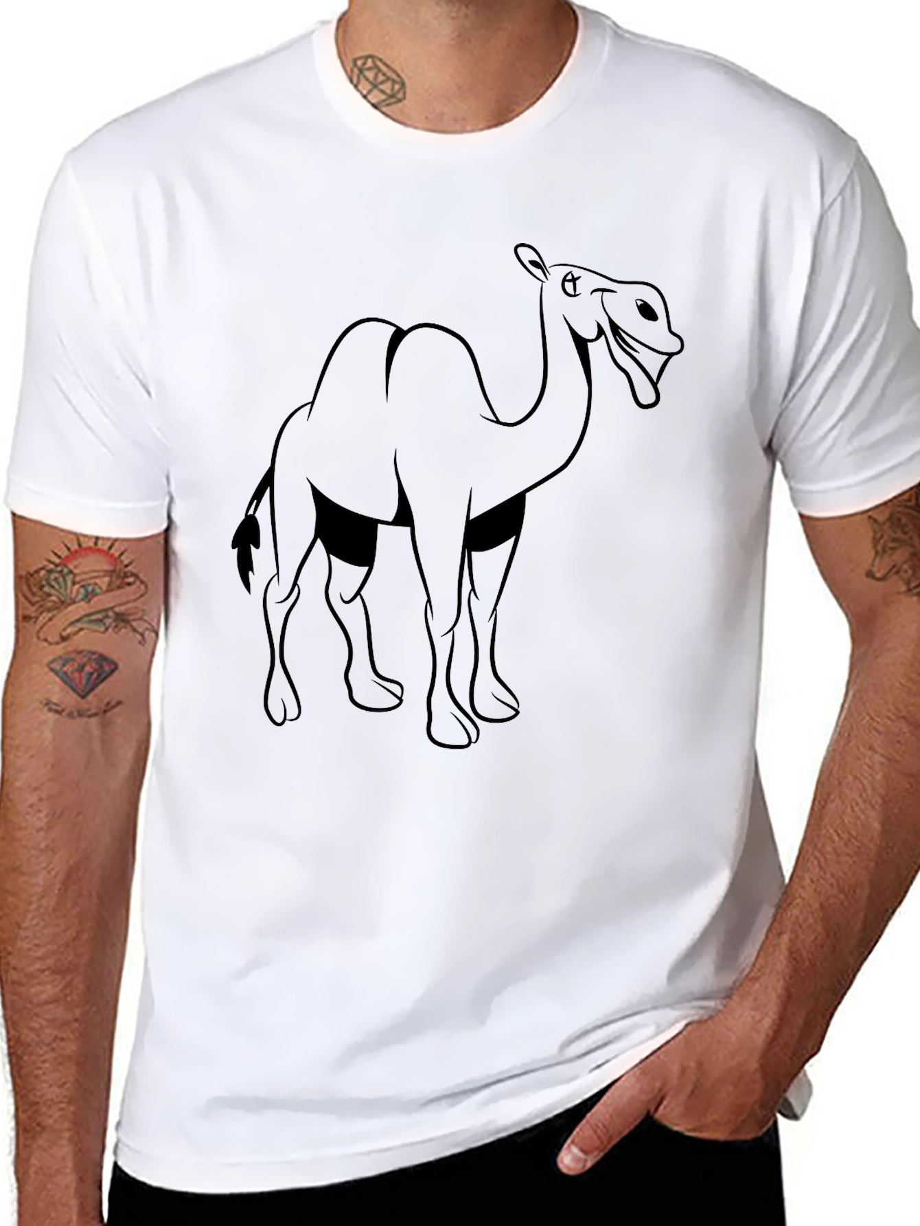 Black Camel Graphic T-Shirt - Black Cotton Tee view 8