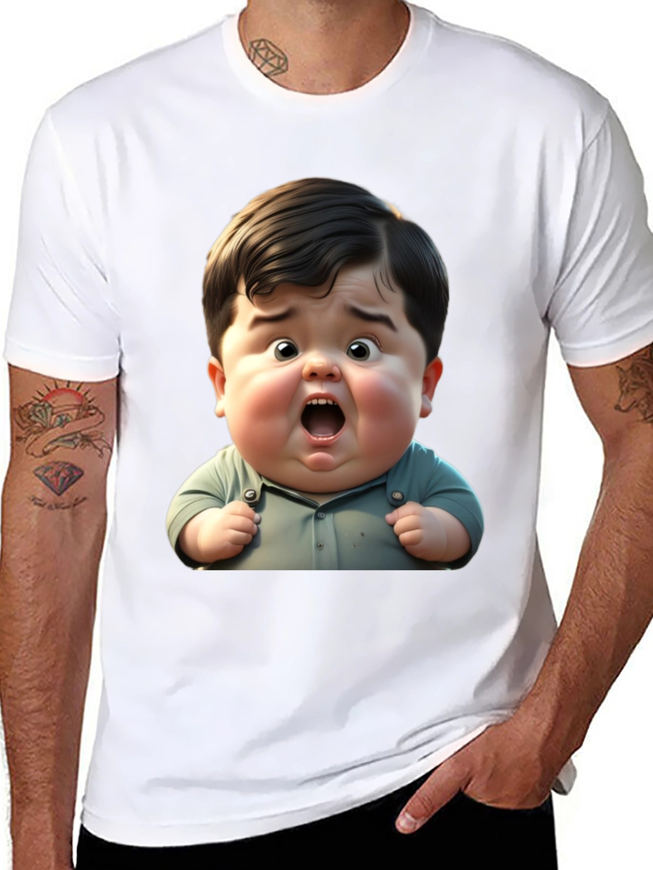 Black Funny Baby Graphic Black T-Shirt view 8