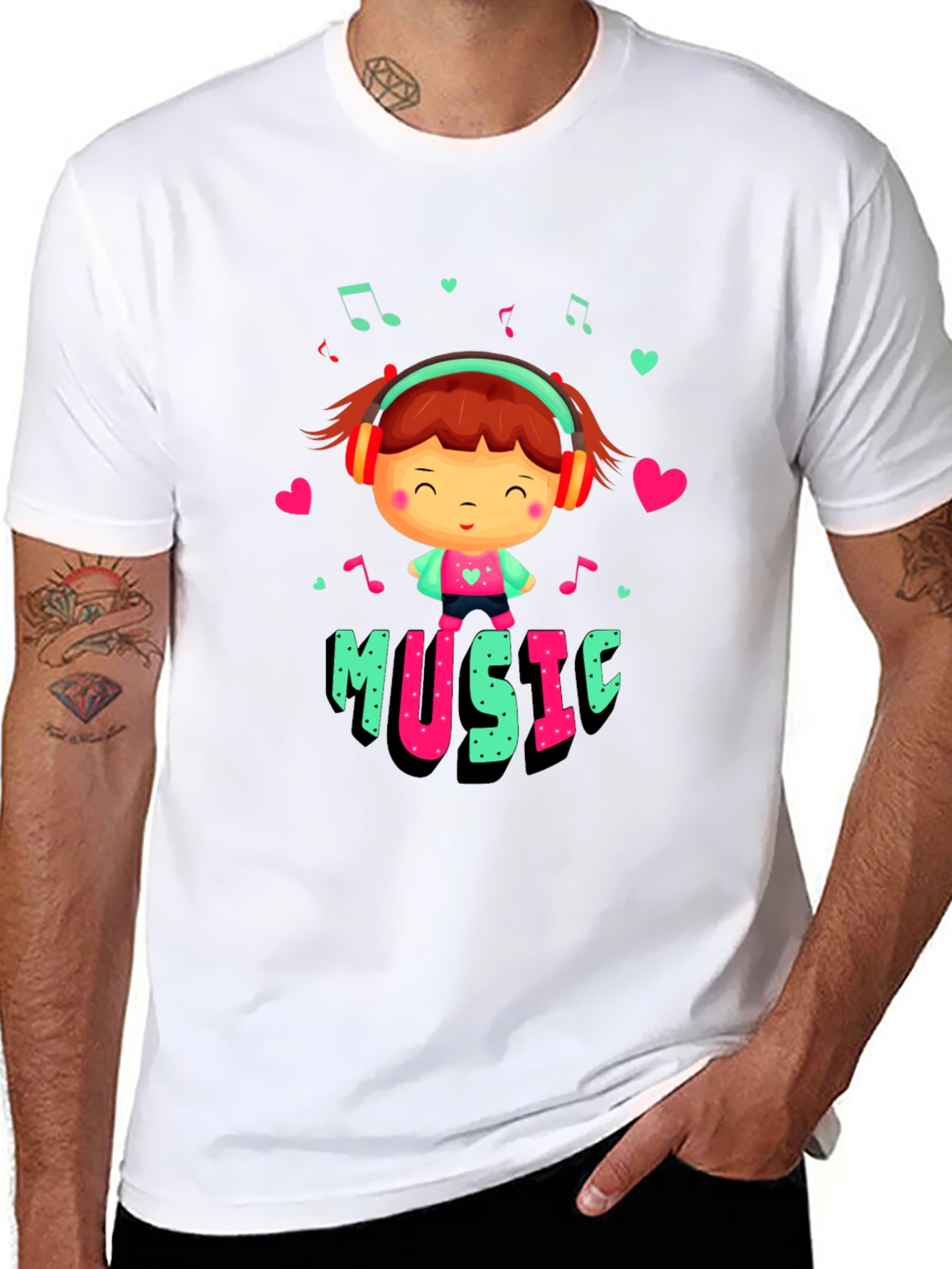 Black Cute Music Lover Graphic T-Shirt view 8