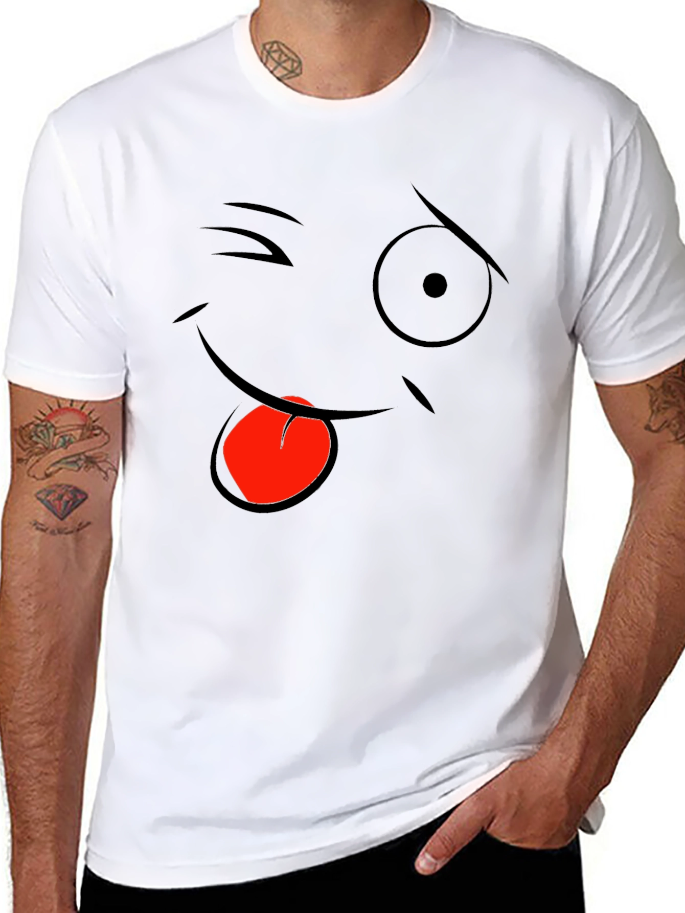 Black Funny Face Graphic Black T-Shirt view 8