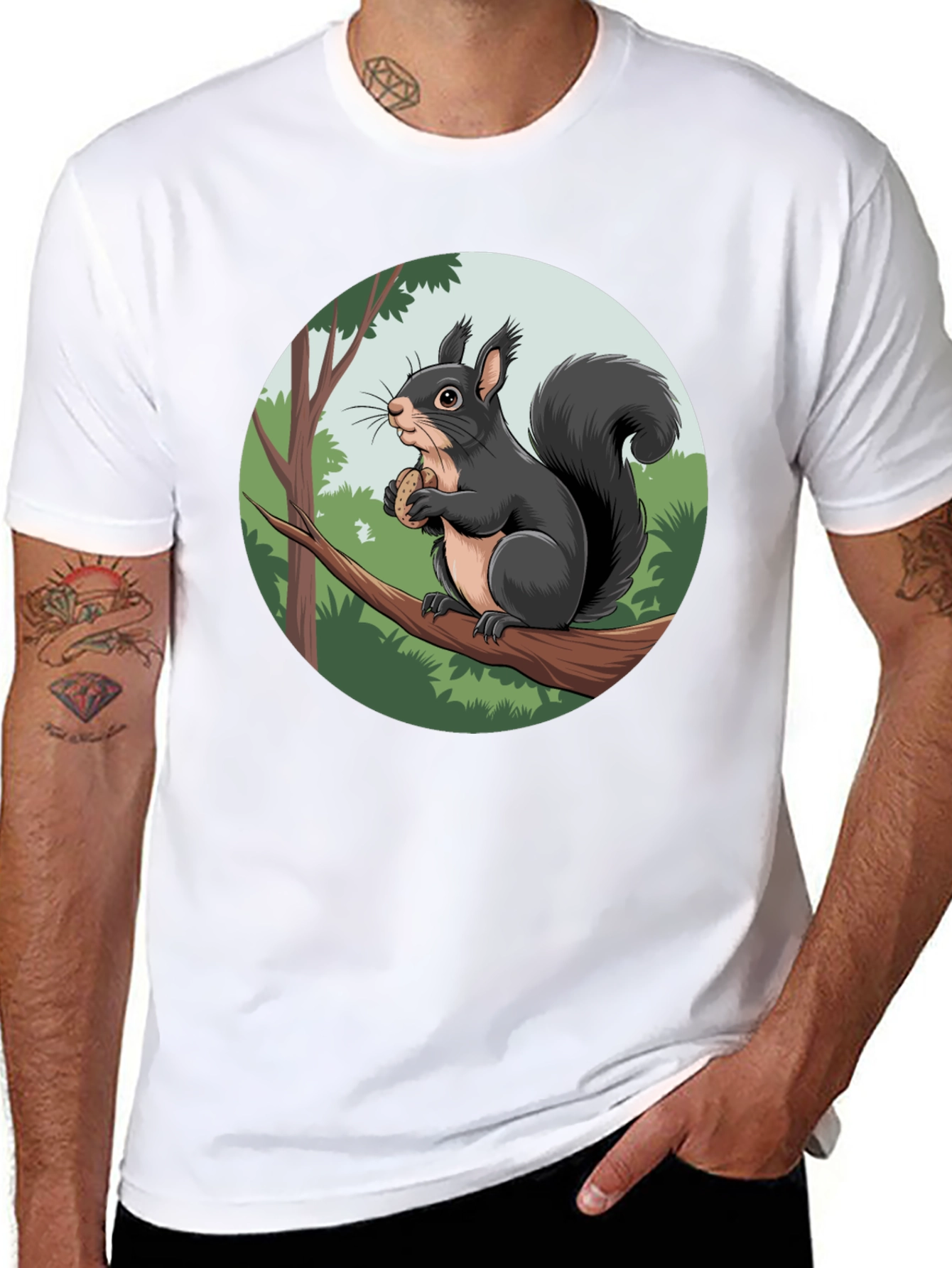 Black Squirrel Graphic Black T-Shirt view 8