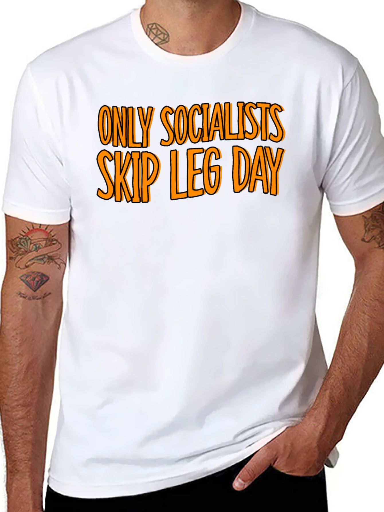 Only Socialists Skip Leg Day T-Shirt - Gym Humor - 8