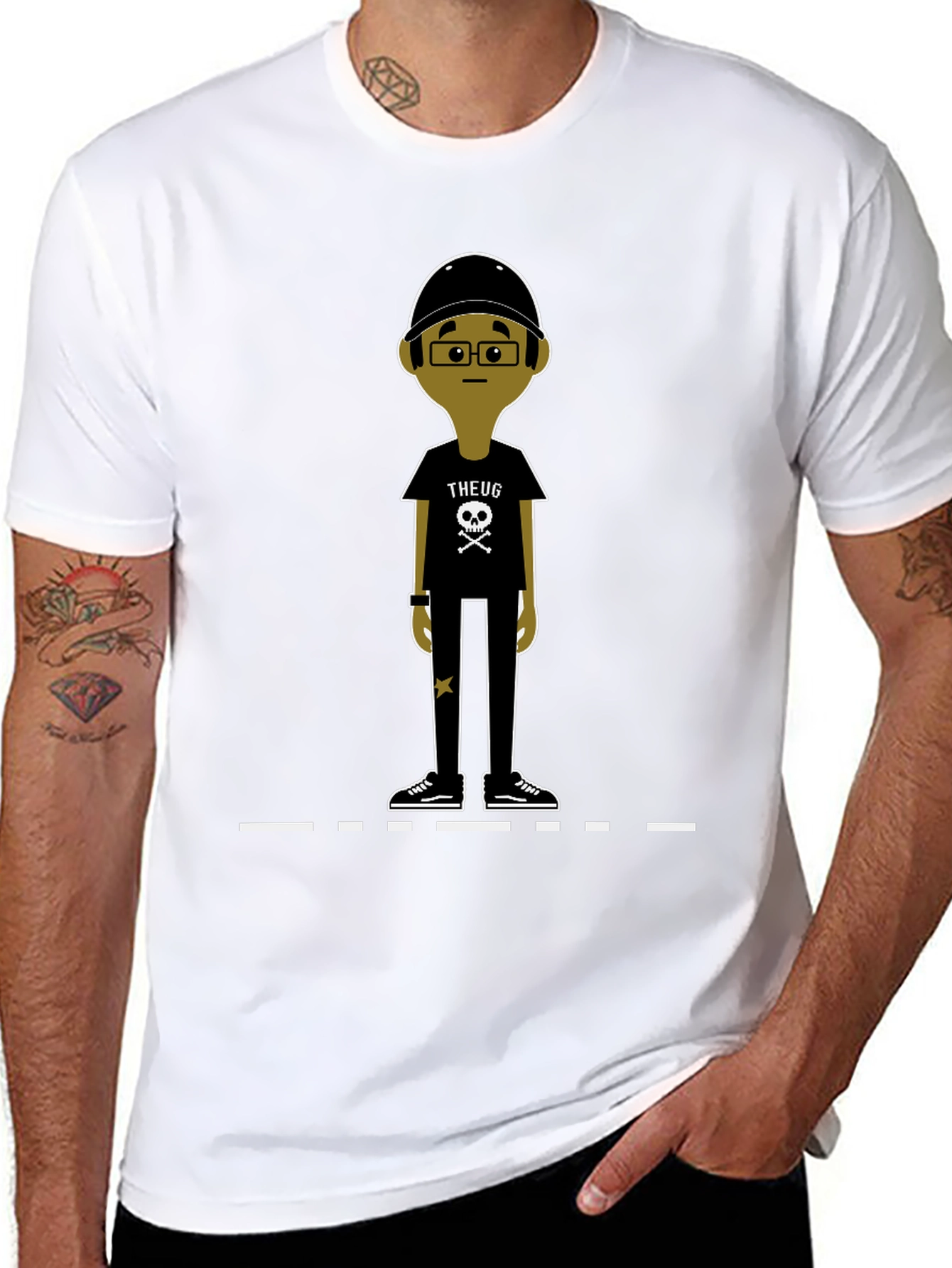 Black Unique Cartoon Character Graphic Black T-Shirt view 8