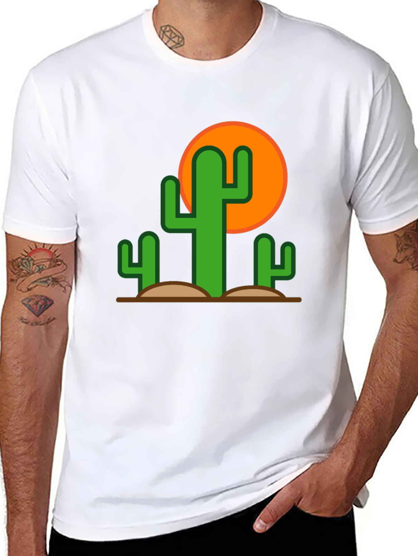 Black Desert Cactus Graphic Tee - Black Cotton T-Shirt view 8