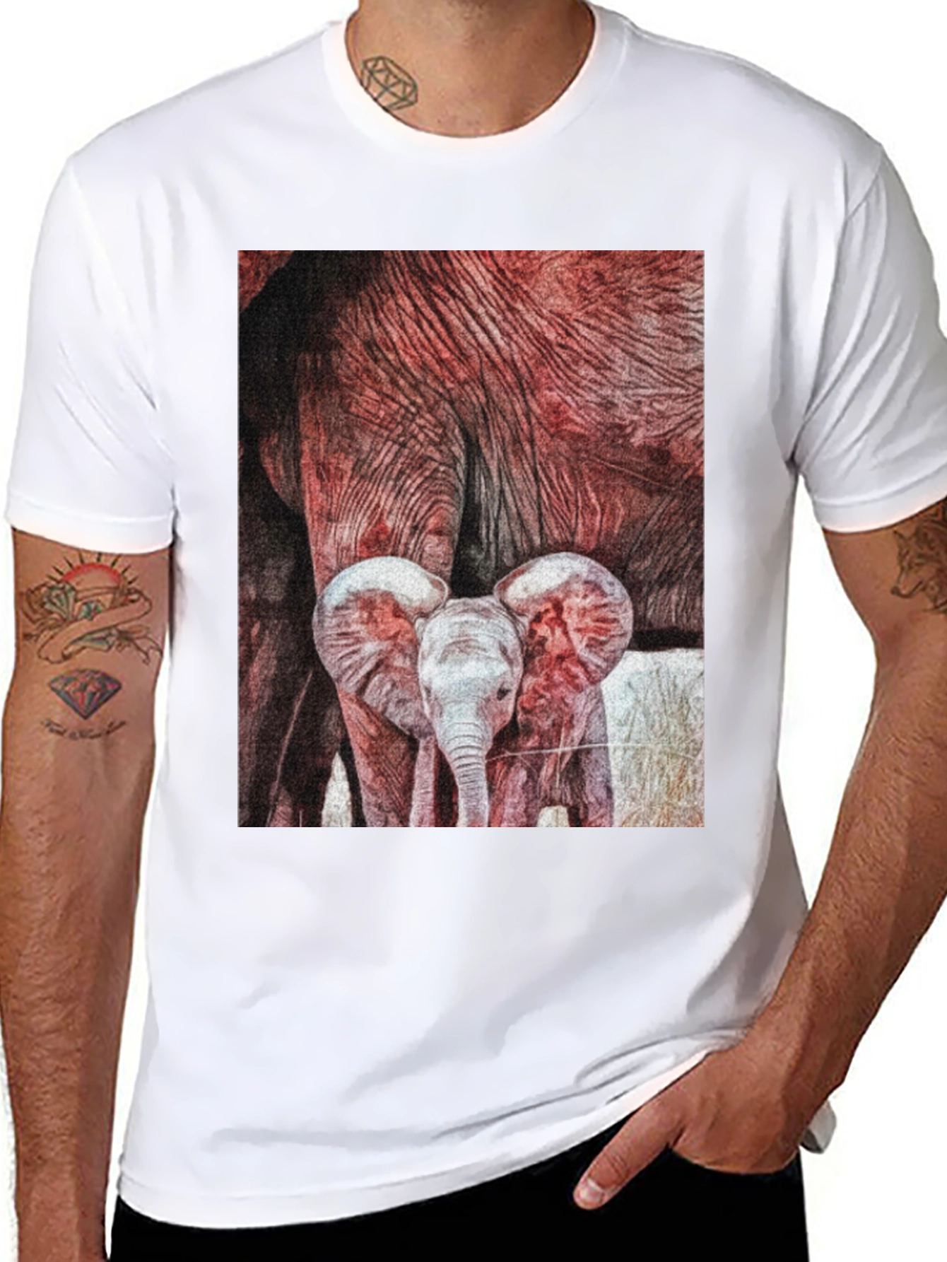 Black Elephant Family Graphic Tee view 8