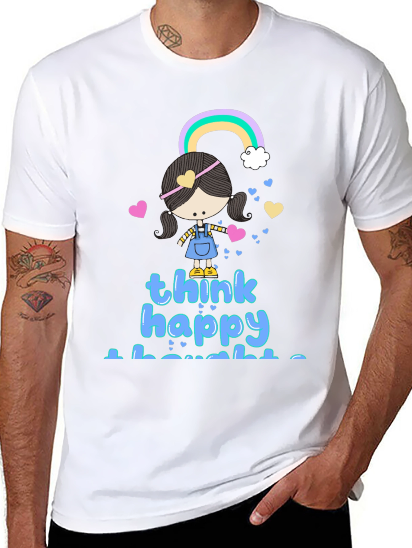 Black Think Happy Thoughts Graphic Tee view 8
