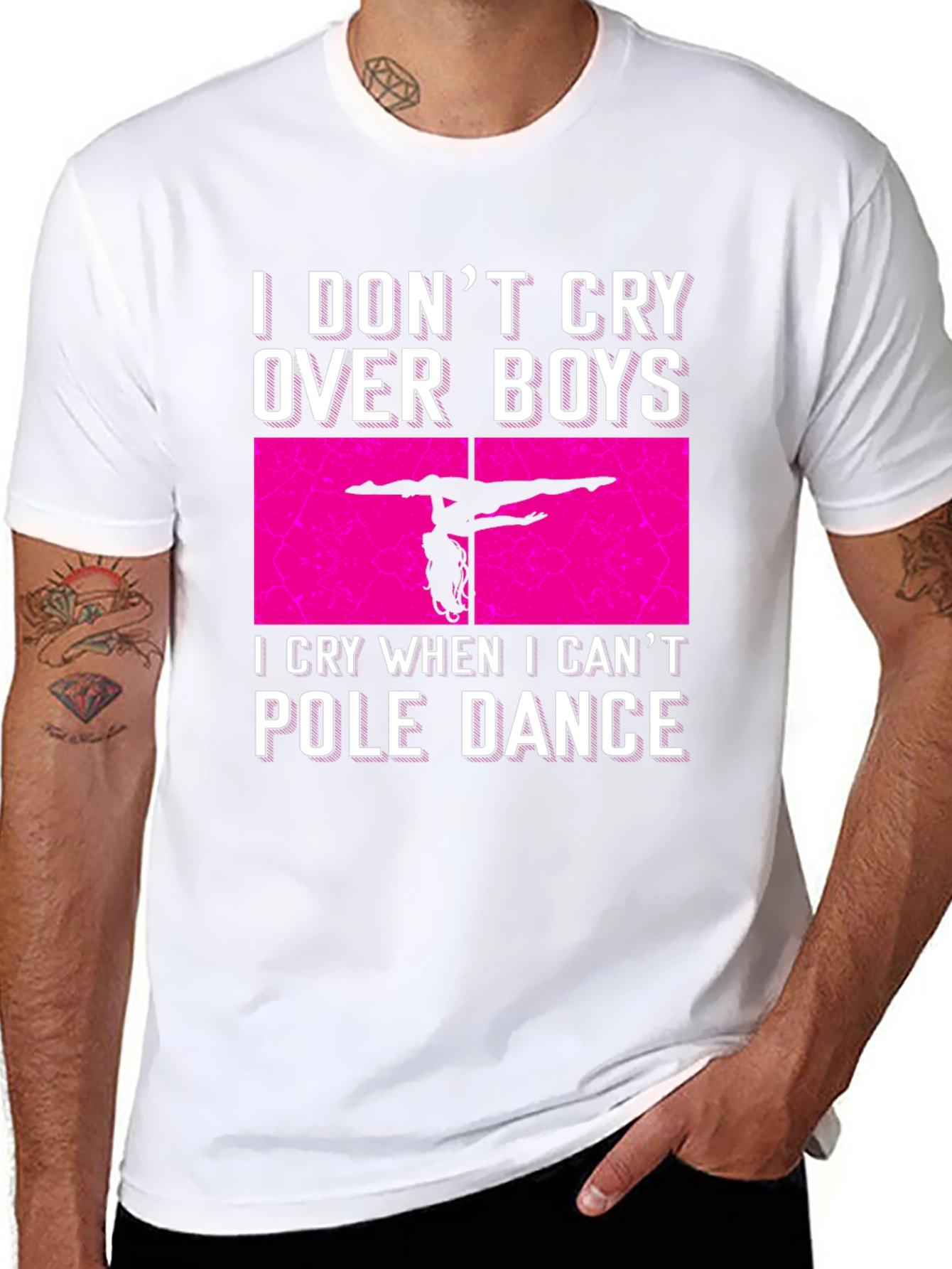 Black Pole Dance Graphic Tee - I Don't Cry Over Boys T-Shirt view 8