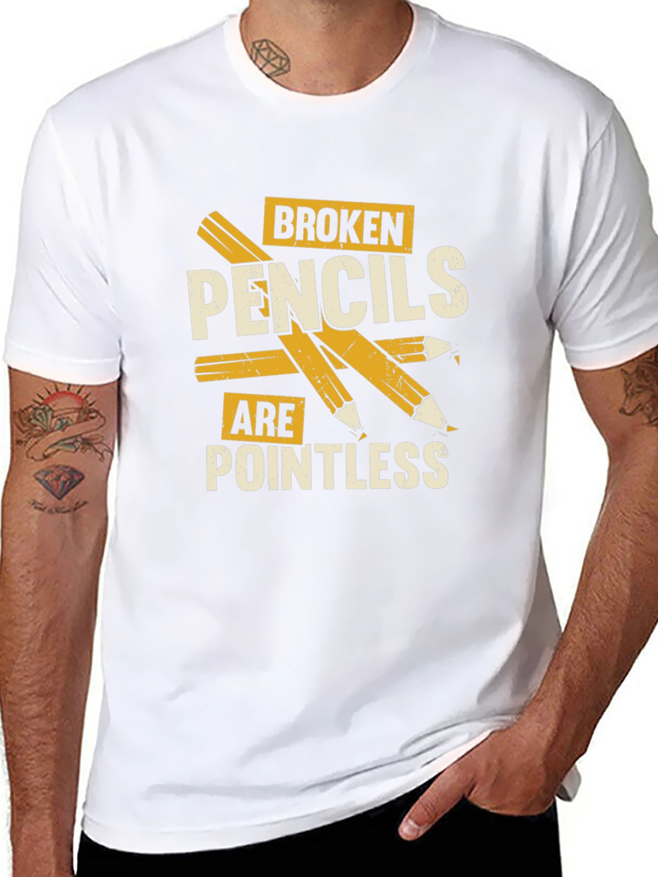 Black Broken Pencils T-Shirt - Pointless Graphic Tee view 8