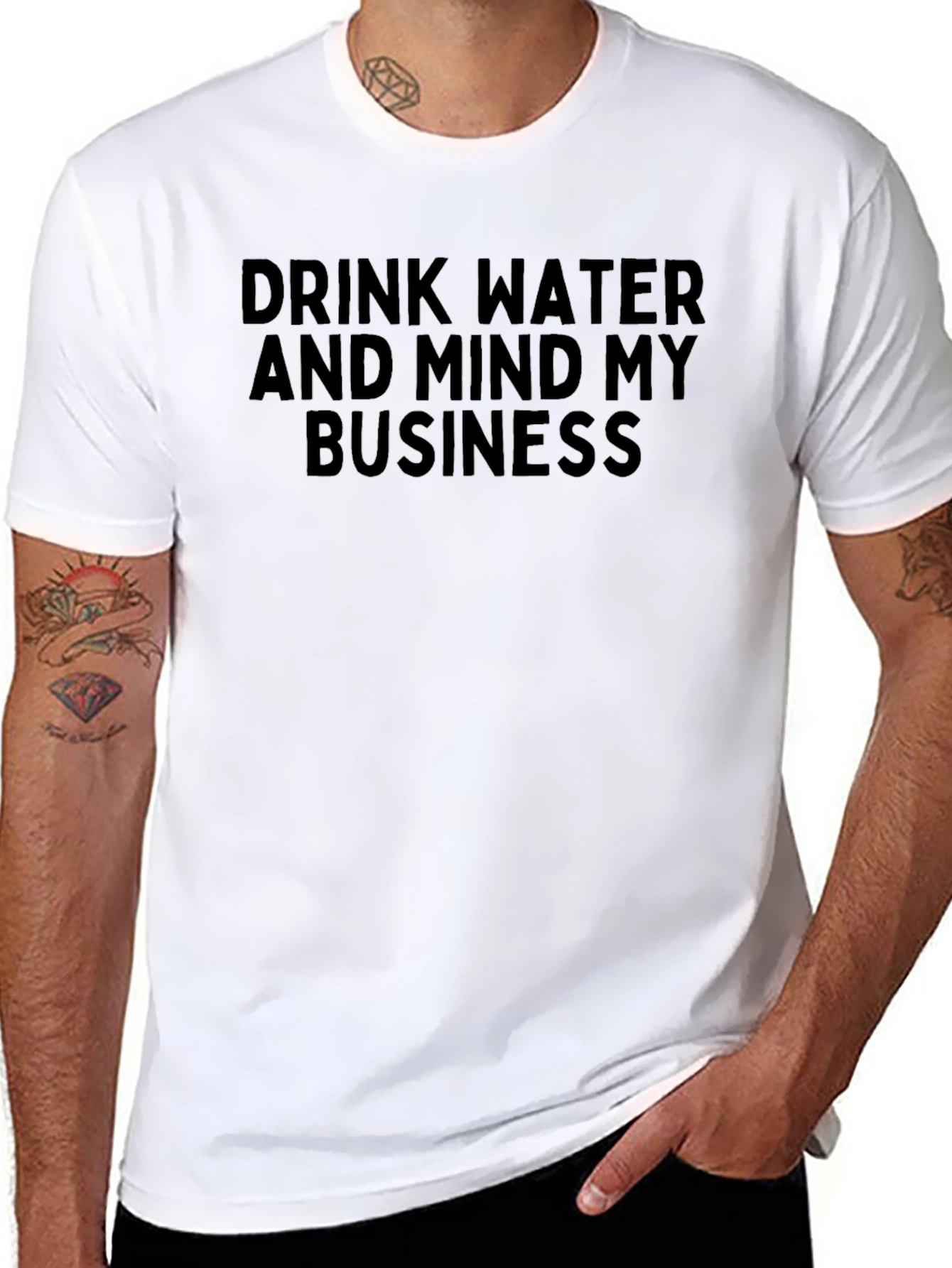 Drink Water Mind My Business Black T-Shirt - 8