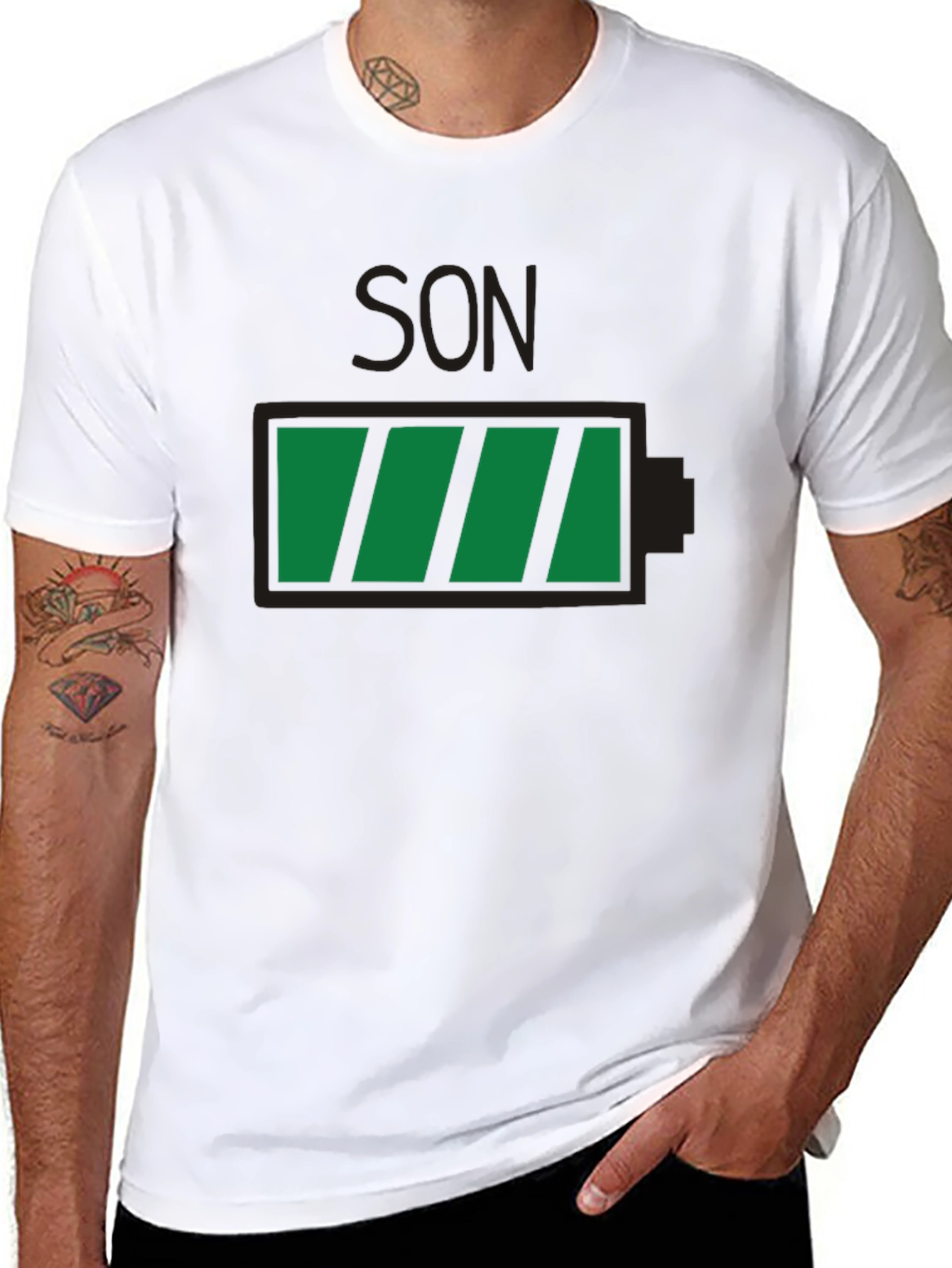 Black Full Battery Son T-Shirt - Black Graphic Tee view 8
