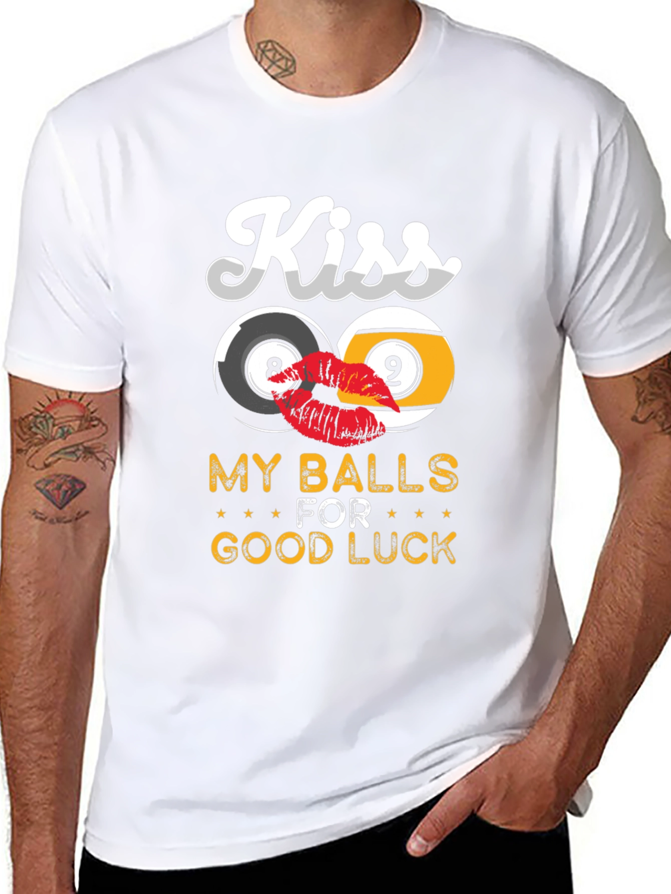 Black Kiss My Balls For Good Luck Graphic Tee view 8