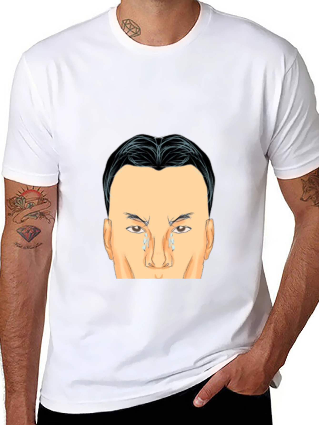Black Crying Face Graphic Black T-Shirt view 8