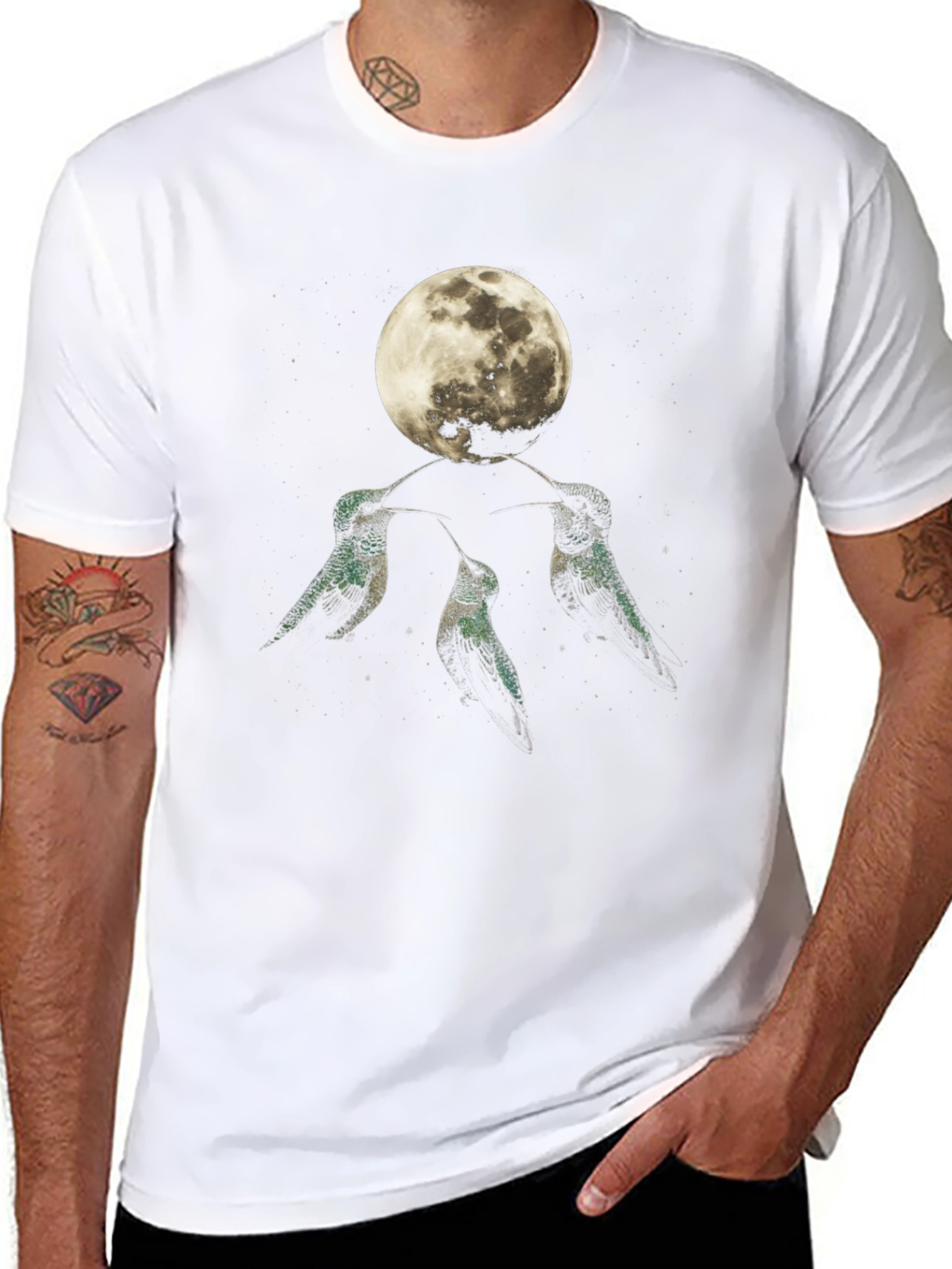 Black Hummingbird Moon Graphic Tee view 8