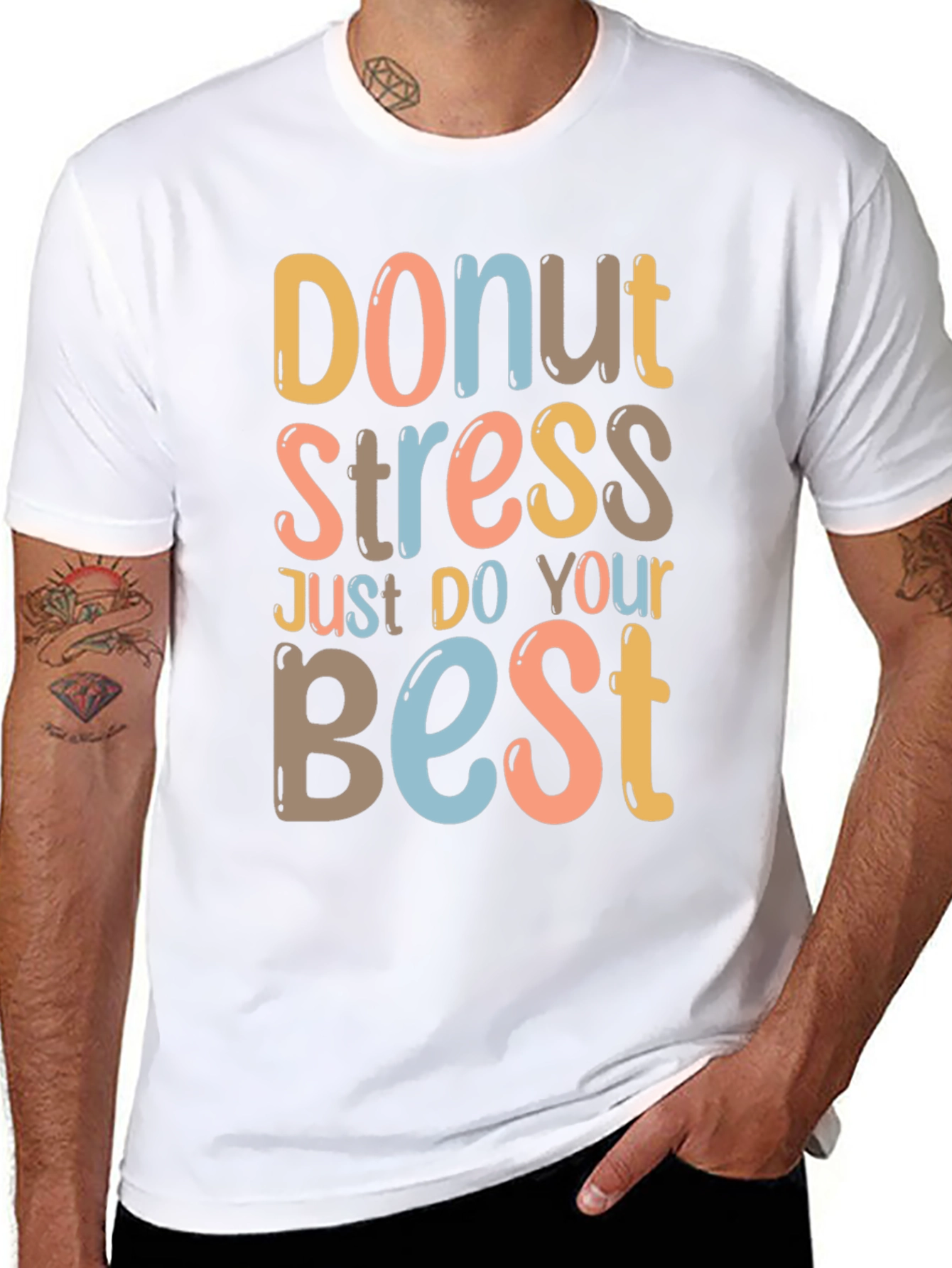 Black Donut Stress Graphic Tee - Relaxed Fit Comfort view 8