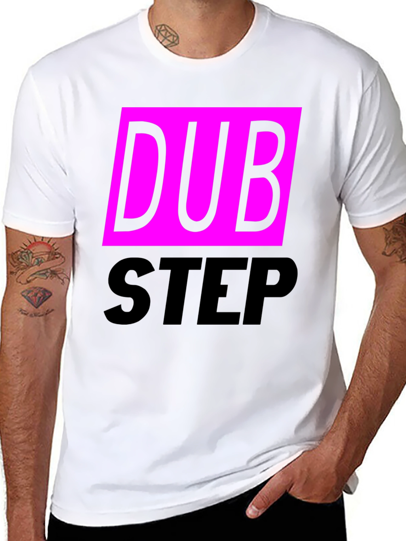 Black Dubstep Graphic Tee - Black Cotton Blend T-Shirt view 8