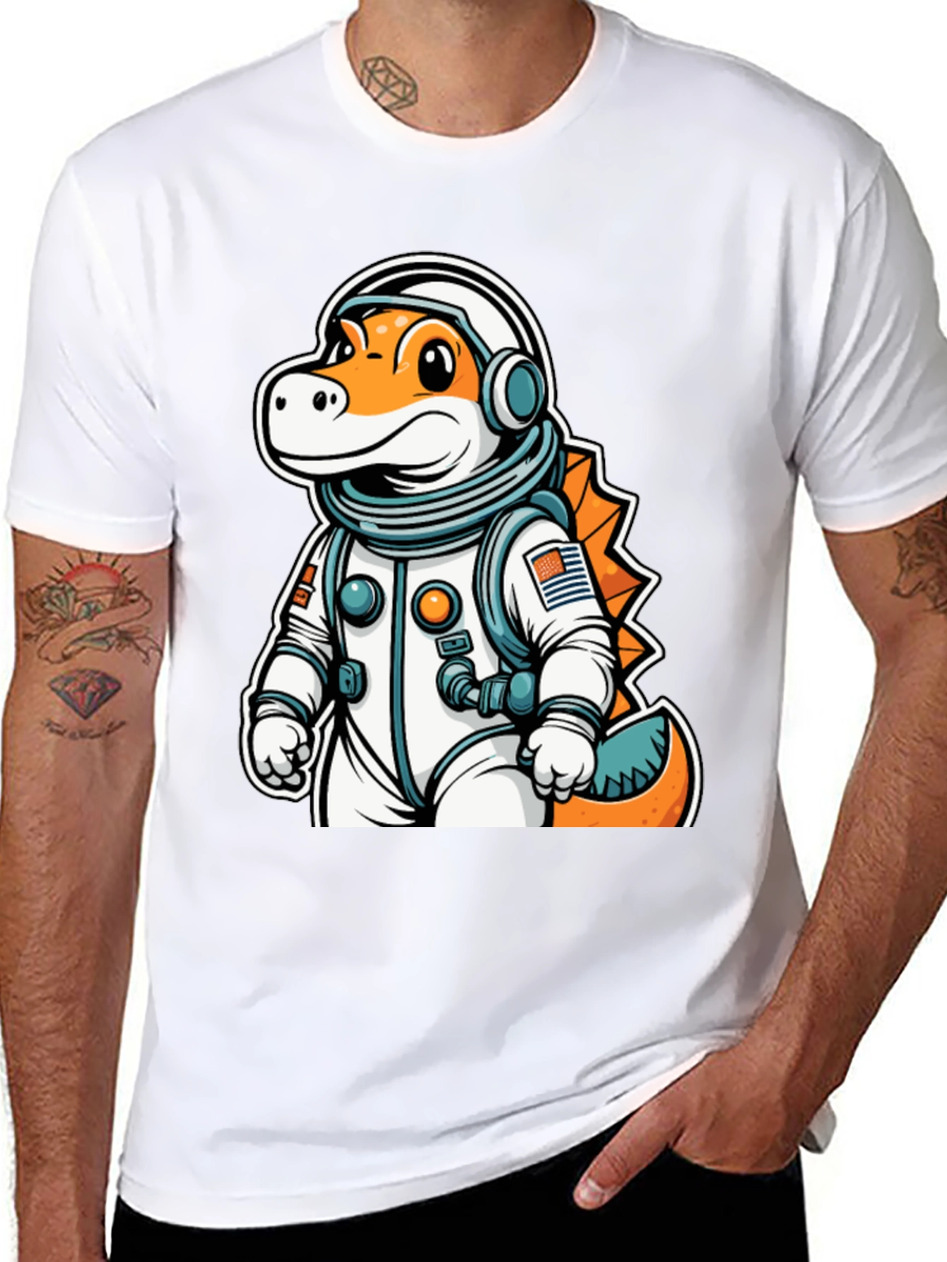 Dino Astronaut T-Shirt - Space Explorer Tee - 8