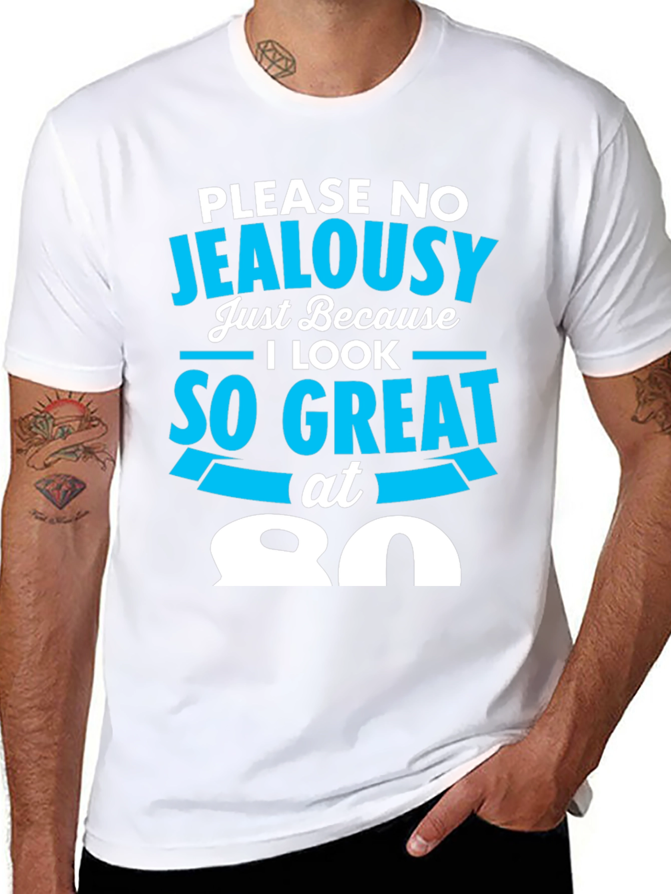 Black 80th Birthday T-Shirt - Please No Jealousy view 8