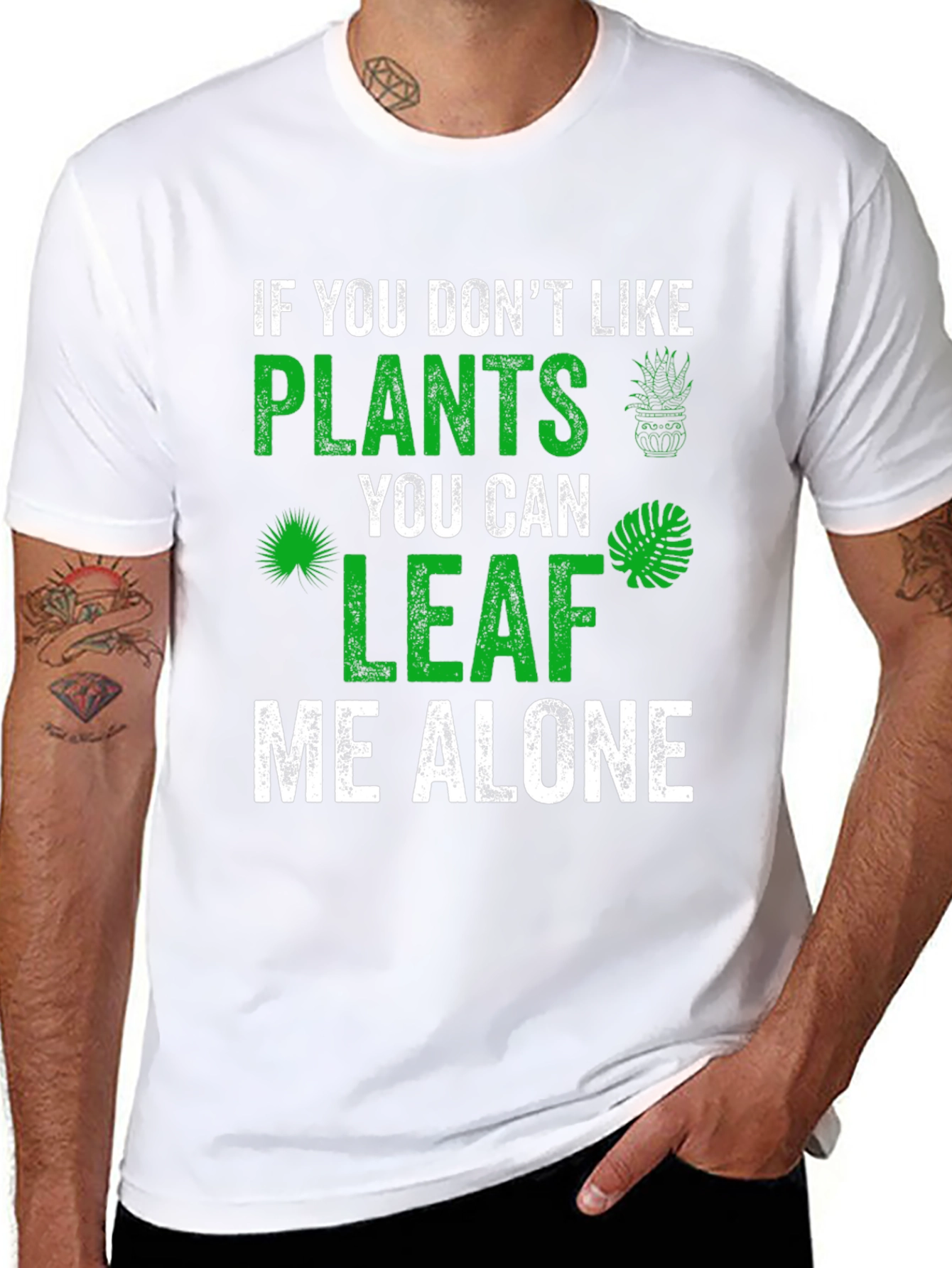 Black Plant Lover Graphic Tee - Leaf Me Alone view 8