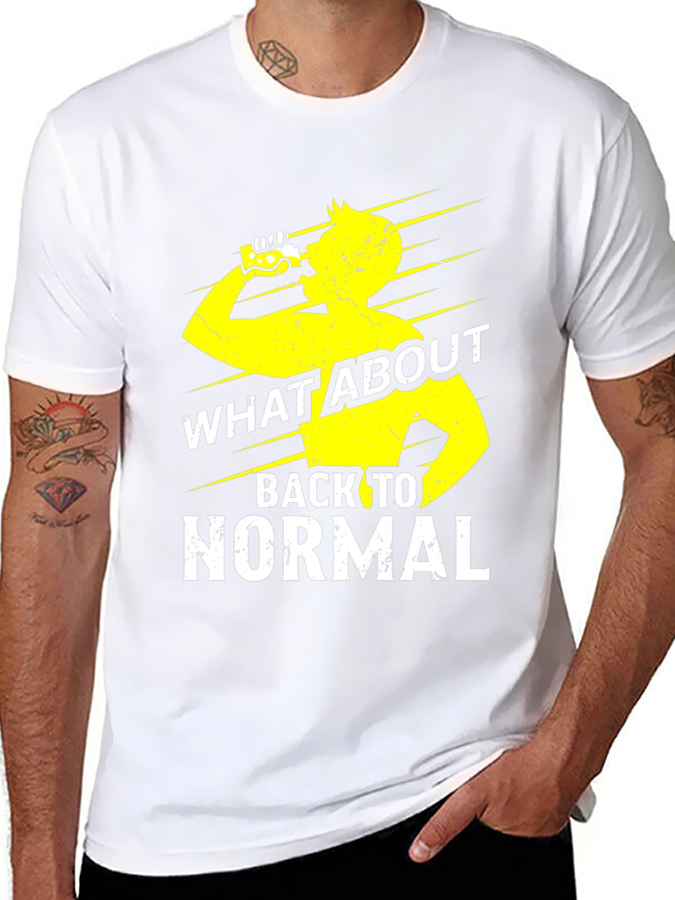 Black What About Back To Normal Graphic Tee view 8