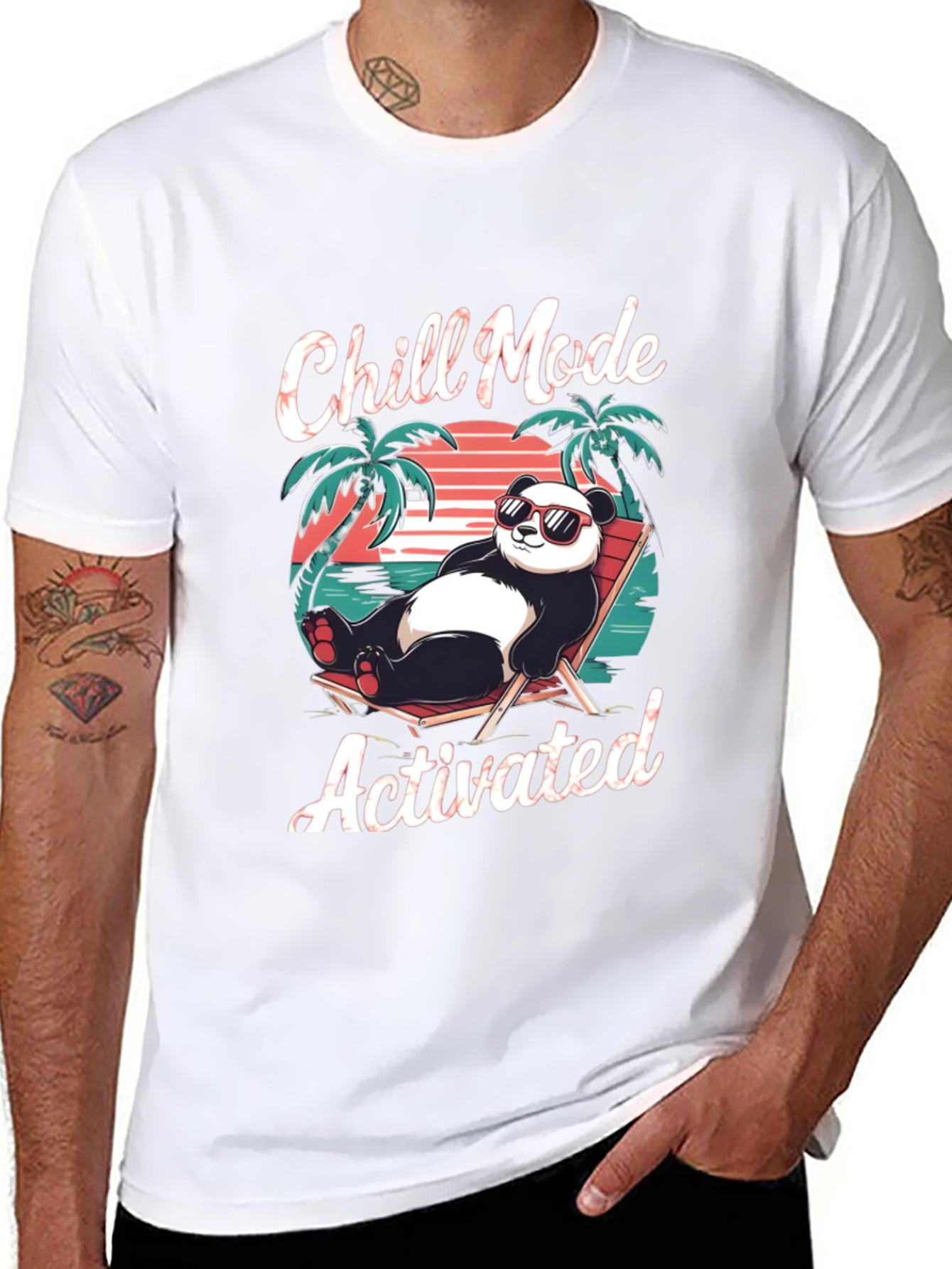 Black Chill Mode Panda T-Shirt: Relaxed Bear Vibes view 8