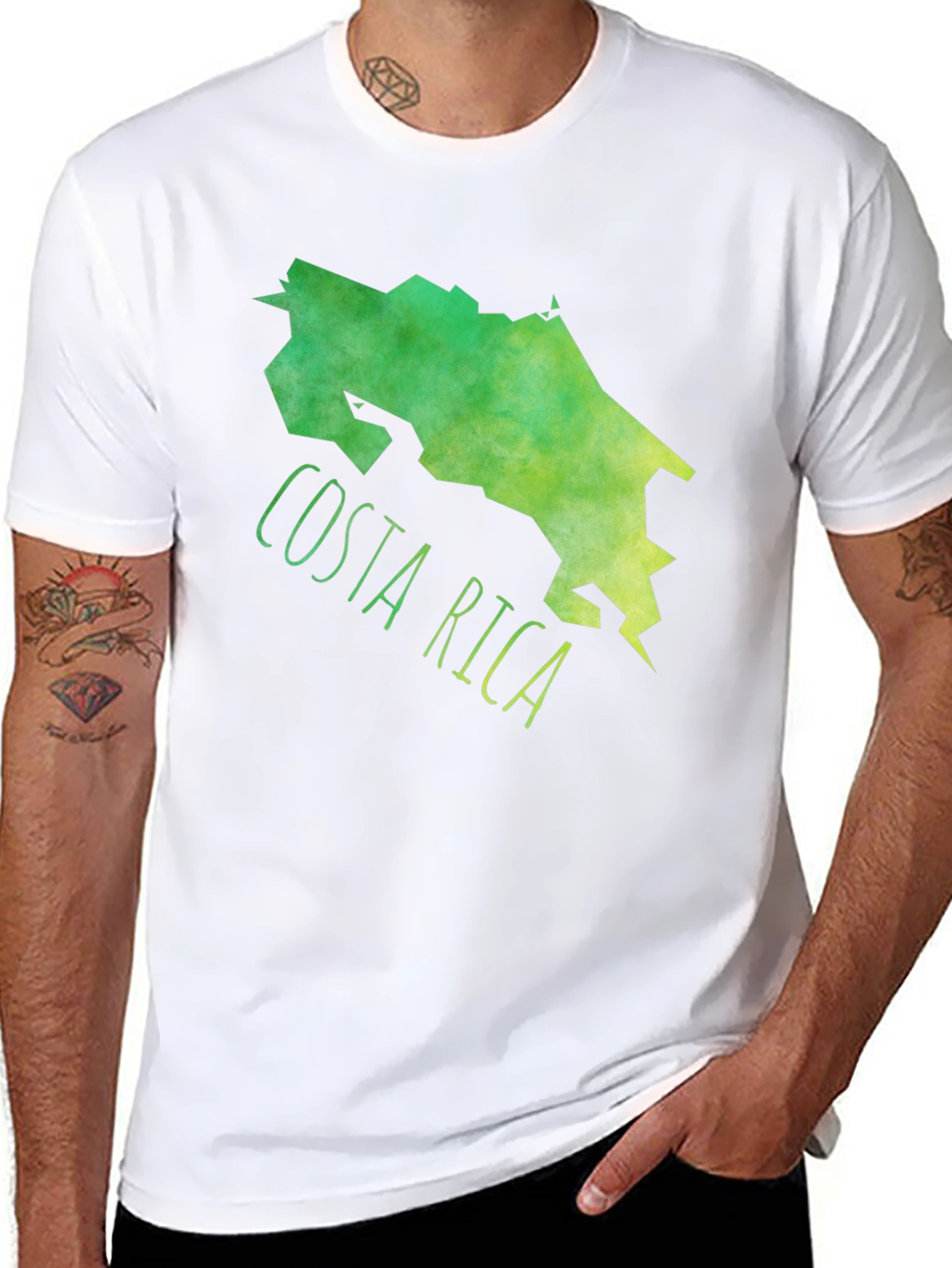 Black Costa Rica Map Graphic Tee - Black Cotton T-Shirt view 8