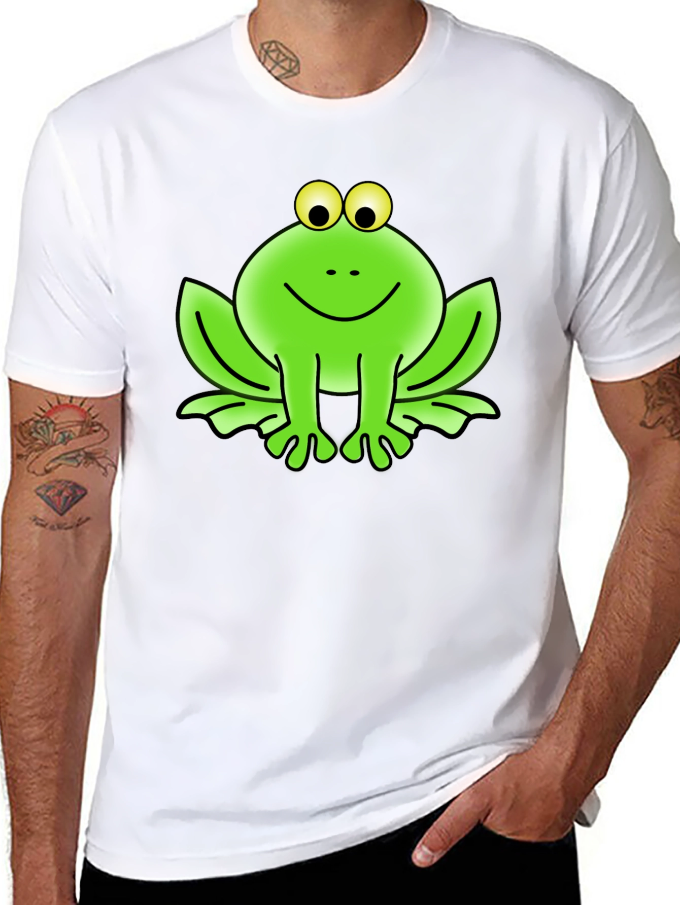 Black Funny Frog Graphic Tee - Black Cotton T-Shirt view 8
