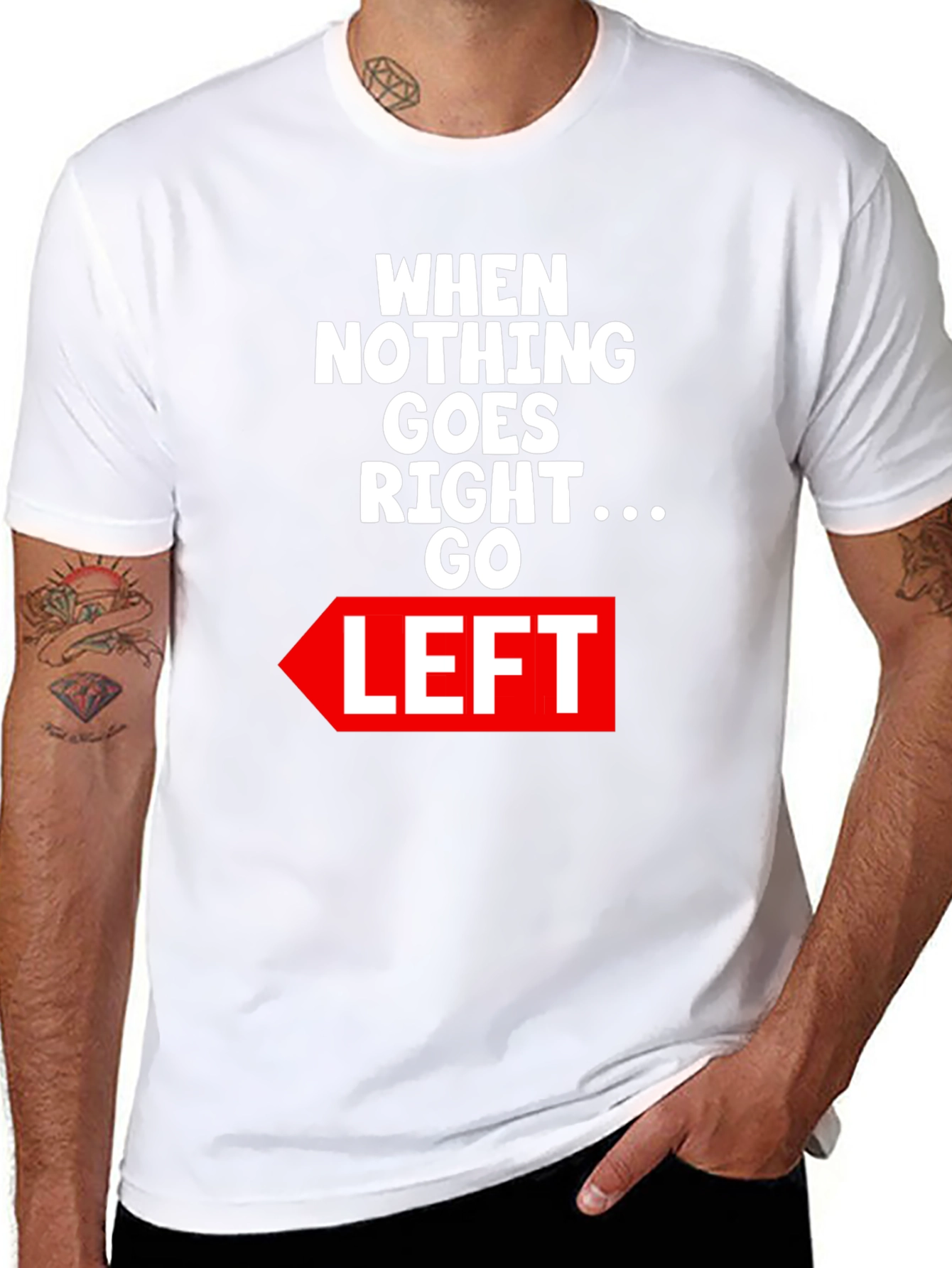 Black Funny "Go Left" Graphic Tee view 8